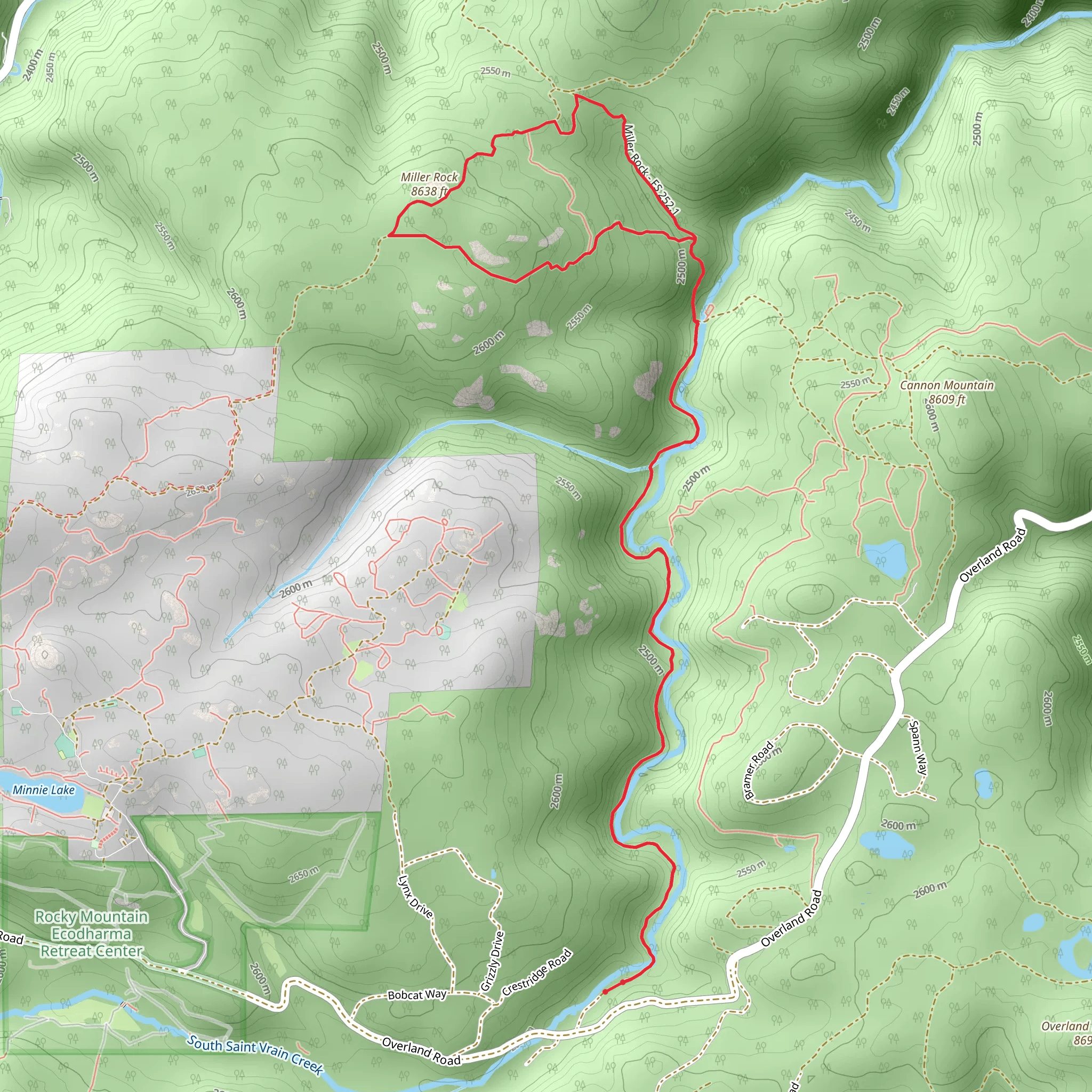 Miller Rock via Ceran Saint Vrain Trail mobile static map