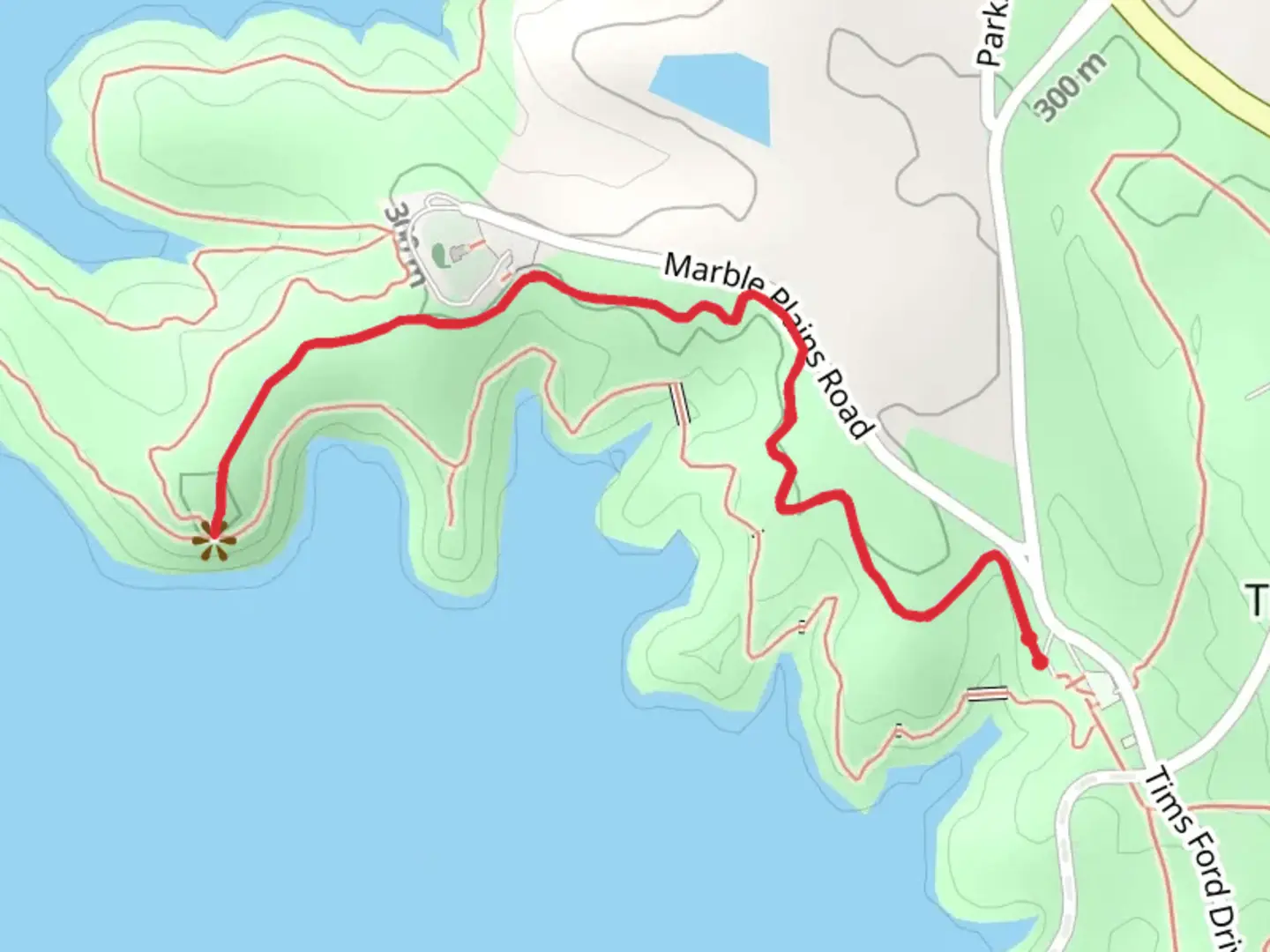An image depicting the trail Marble Plains Overlook Trail and its surrounding area.