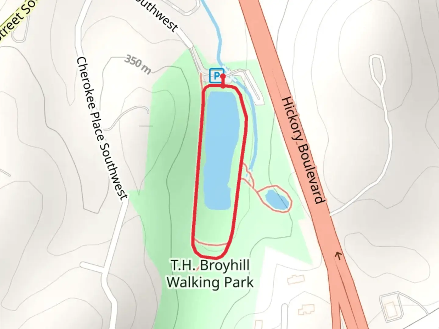 An image depicting the trail T H Broyhill Walking Park Loop and its surrounding area.