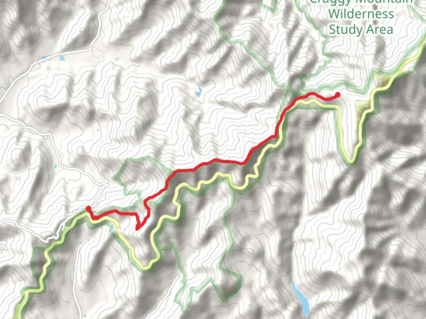 An image depicting the trail Lane Pinnacle and Rattlesnake Lodge via Mountain to Sea Trail and its surrounding area.