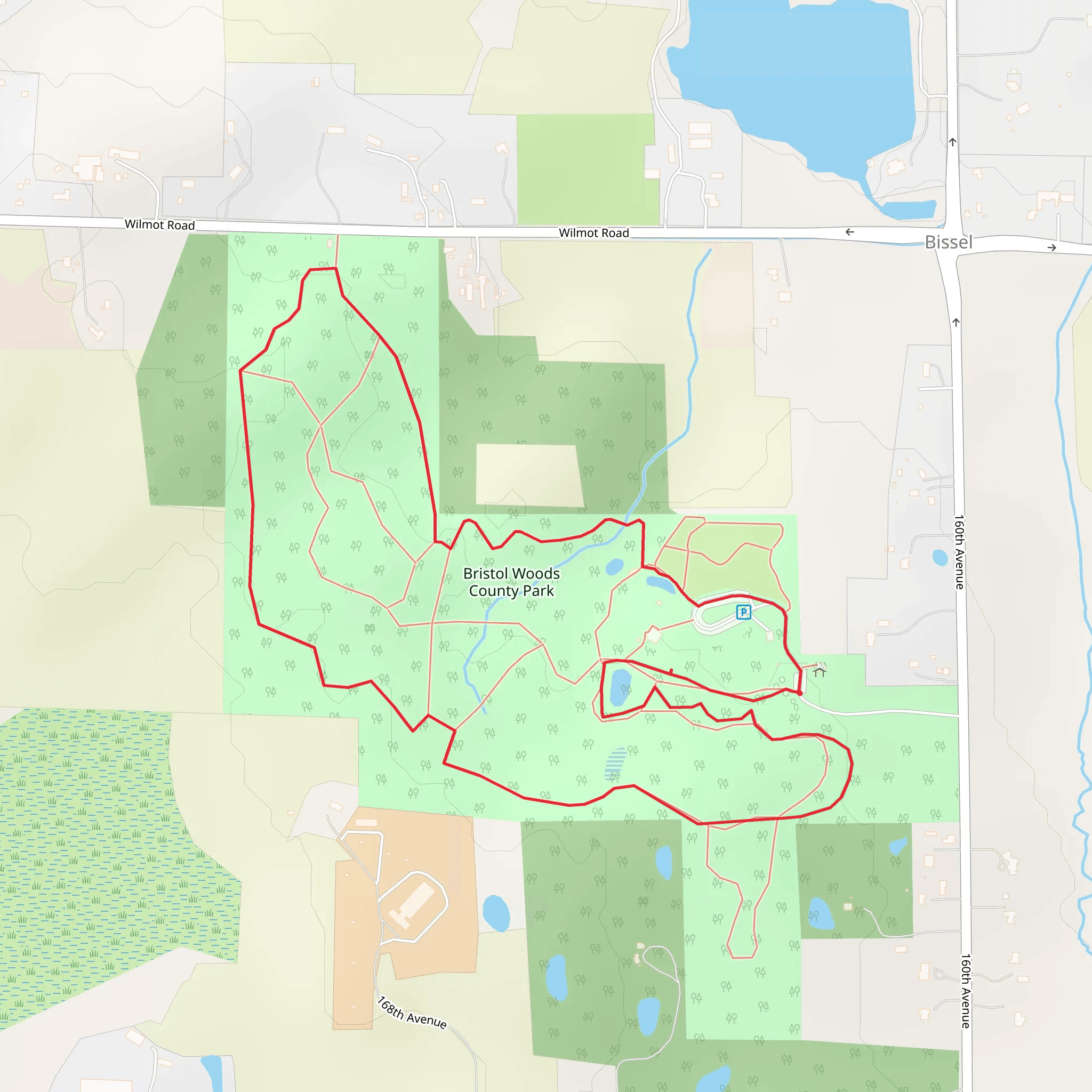 Bristol Woods County Park Loop mobile static map