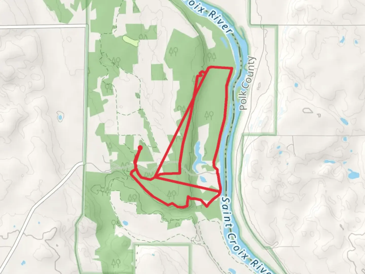 An image depicting the trail Amik's Pond Loop via Saint Croix River and its surrounding area.