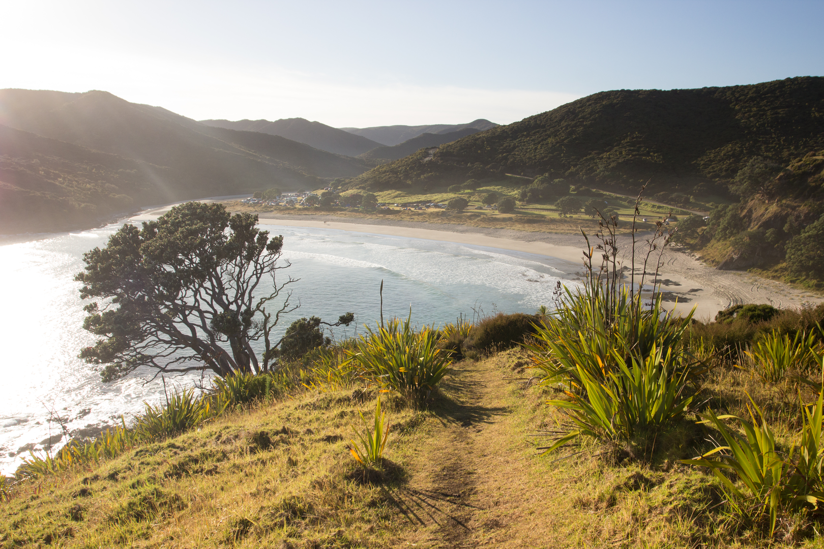 An image depicting the trail Pandora to Tapotupotu Bay and its surrounding area.