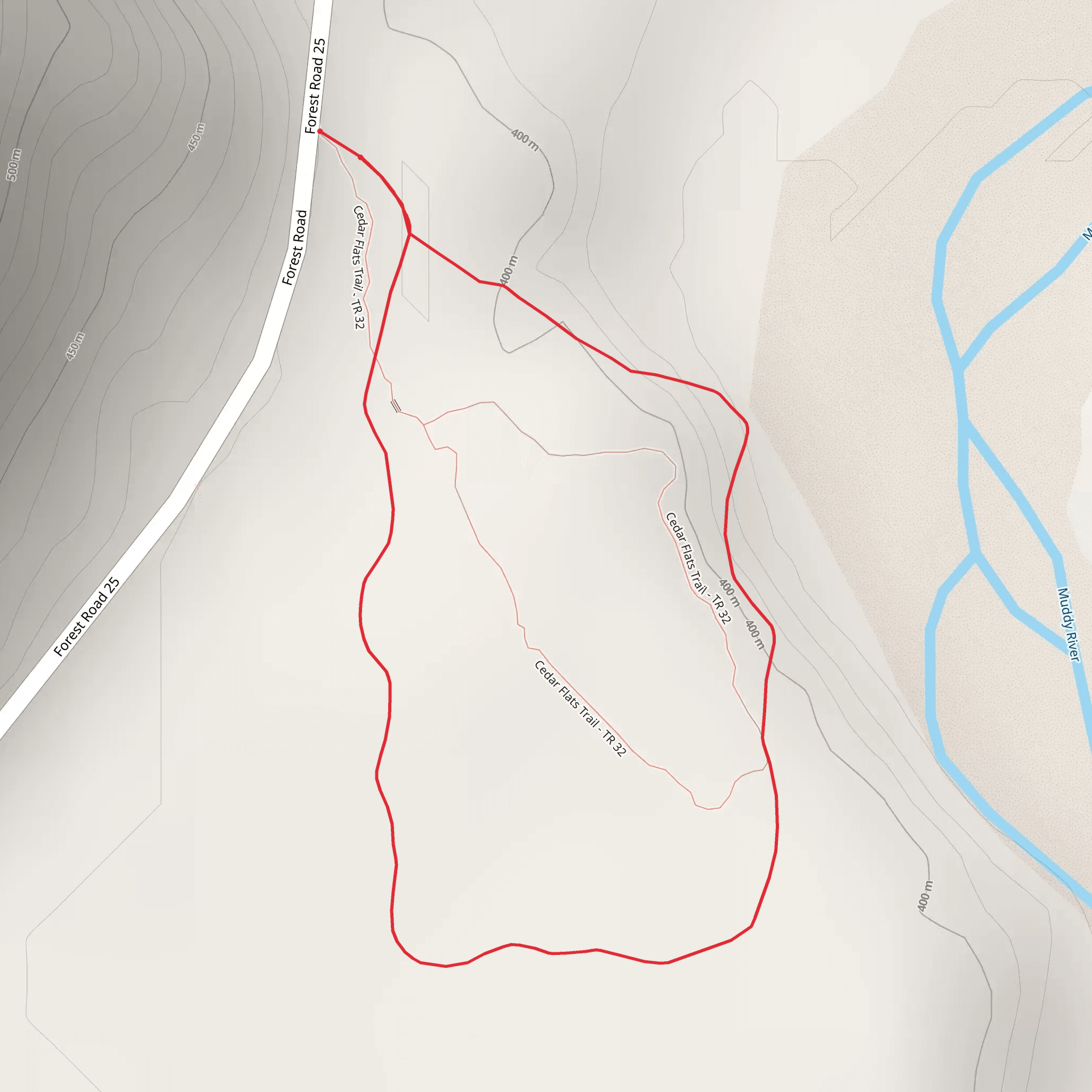 Cedar Flats Trail mobile static map