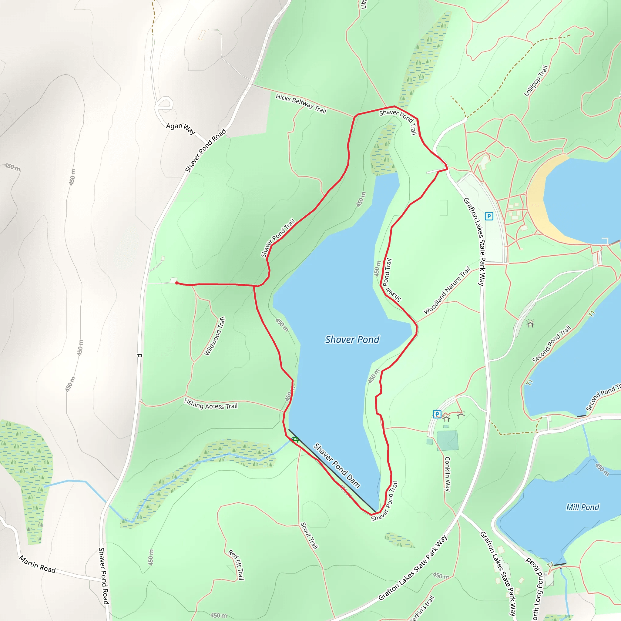 Shaver Pond Trail mobile static map