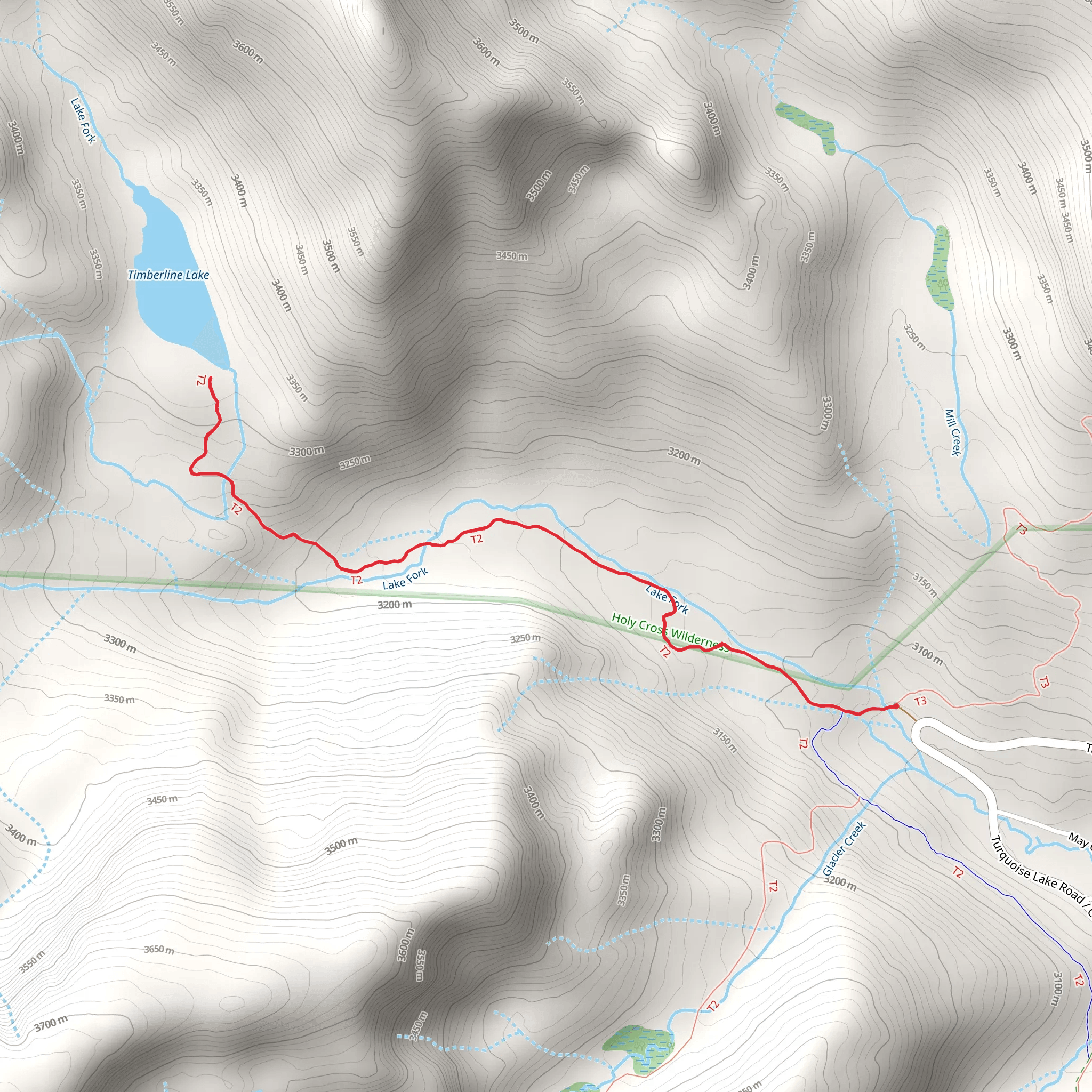 Timberline Lake Trail mobile static map