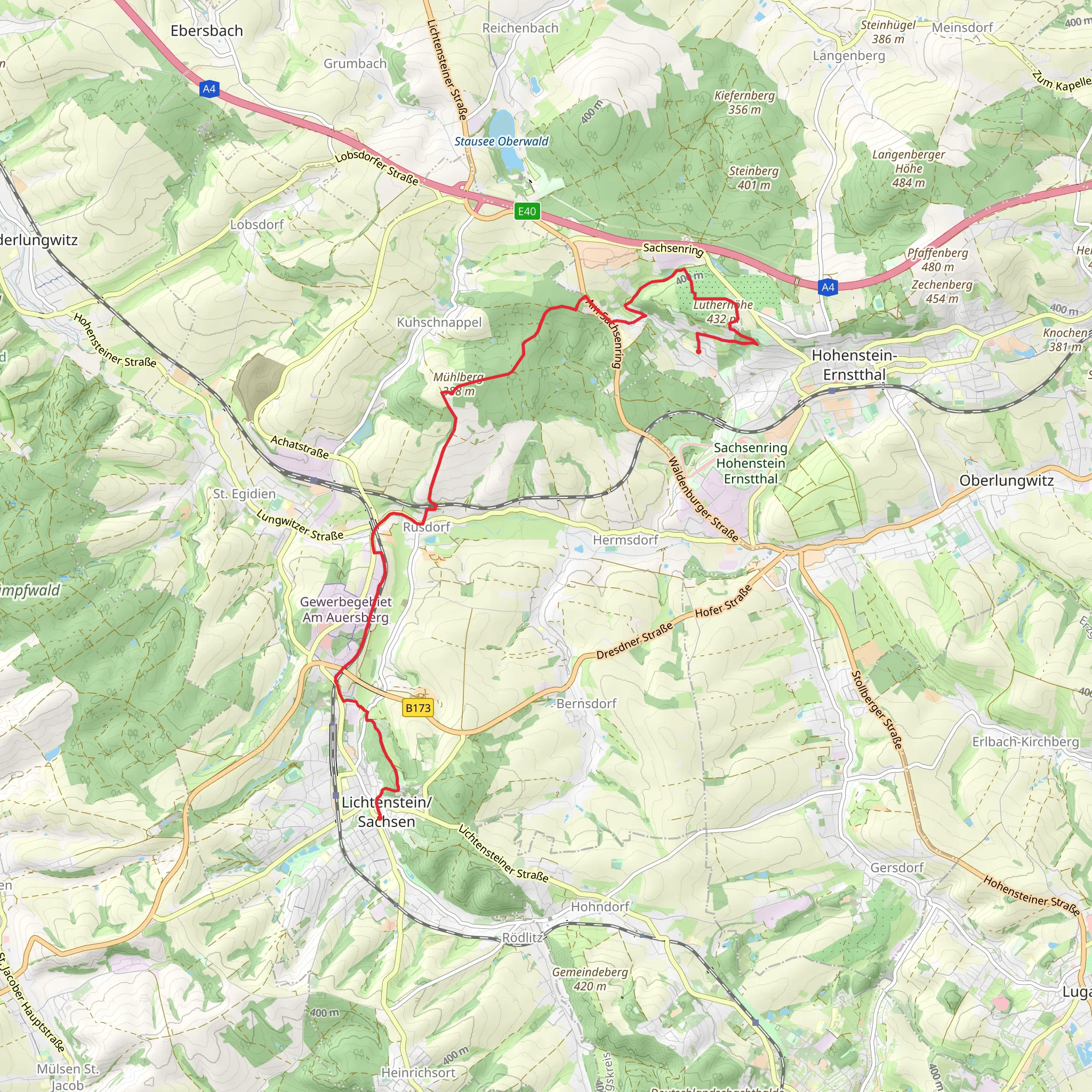 Muehlberg and Kreiselbach via Lichtenstein mobile static map