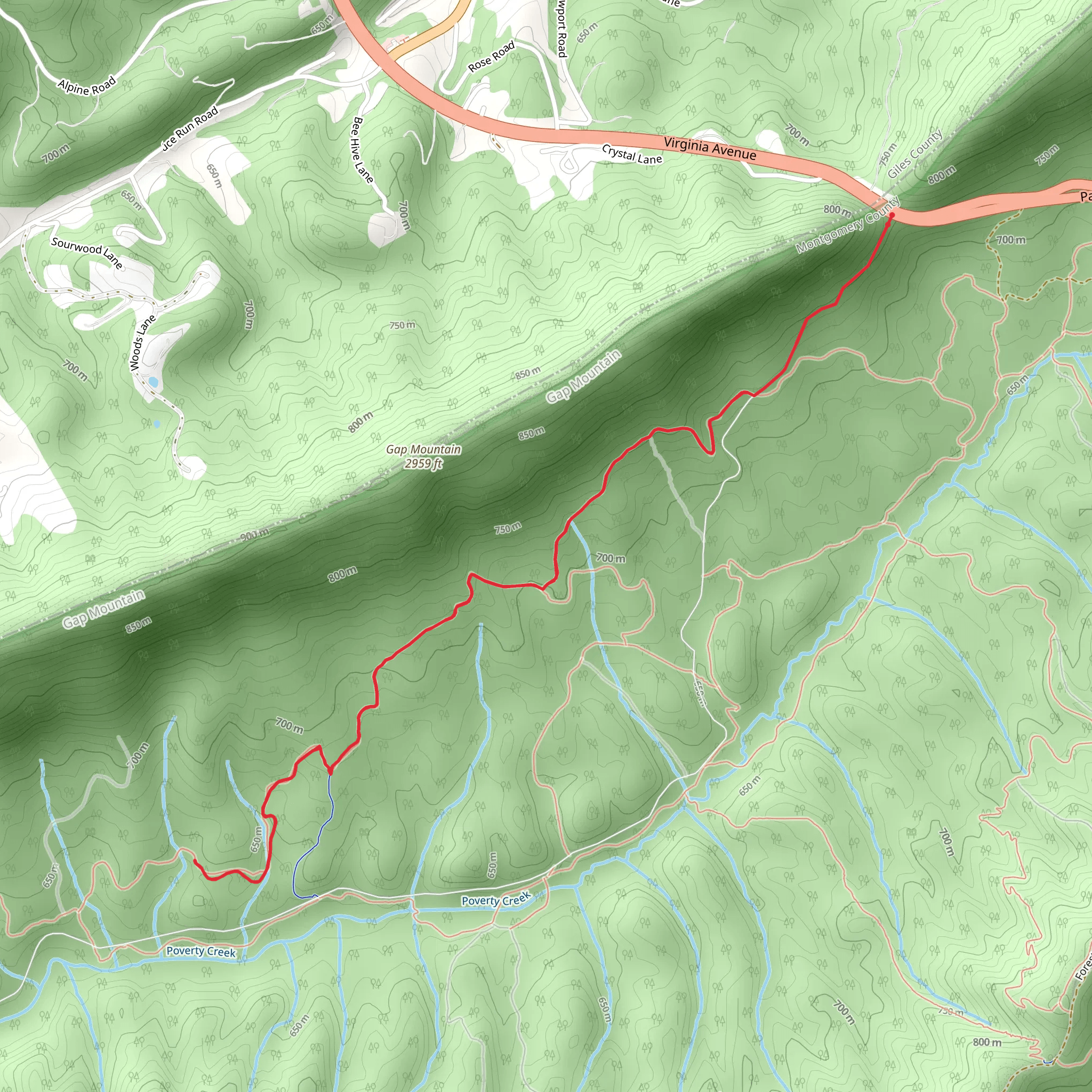 Trillium Trail via Prickley Pear Trail mobile static map