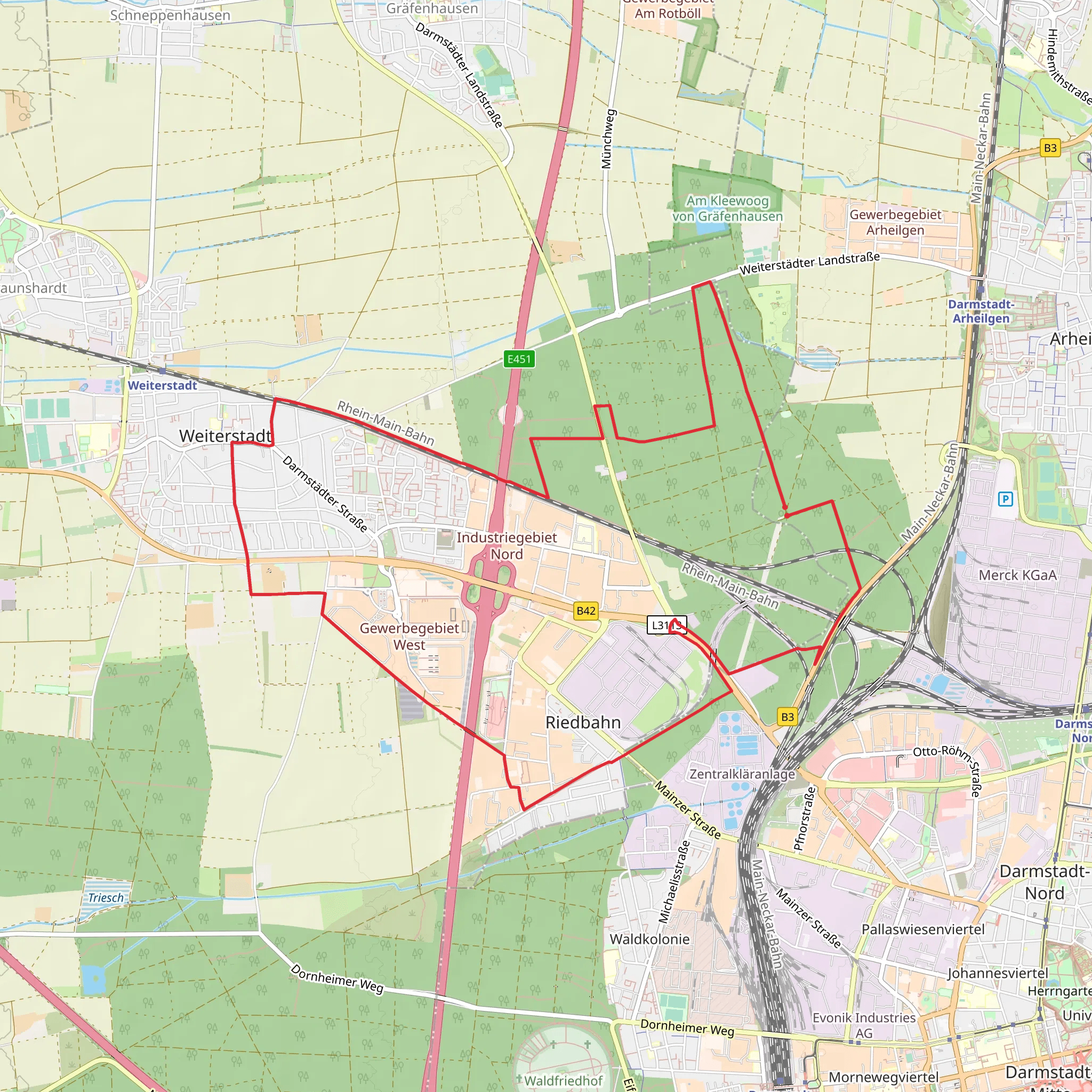 Weiterstaedter Rundwanderweg WRW mobile static map