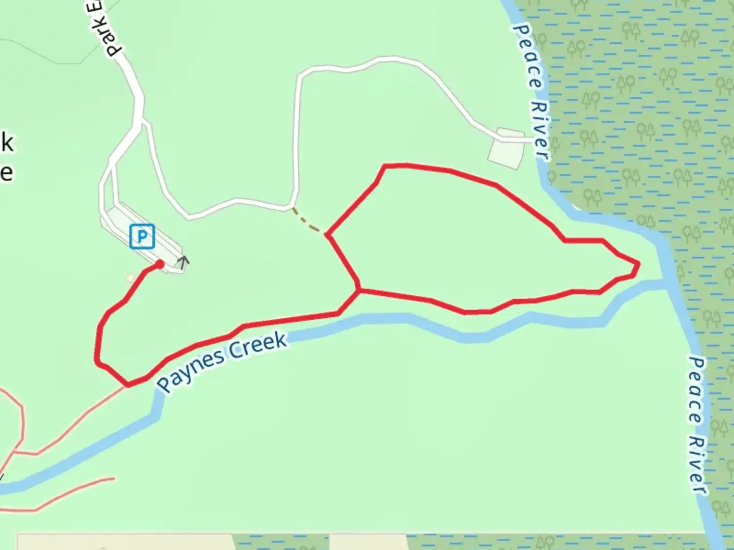 An image depicting the trail Paynes Creek Loop and its surrounding area.