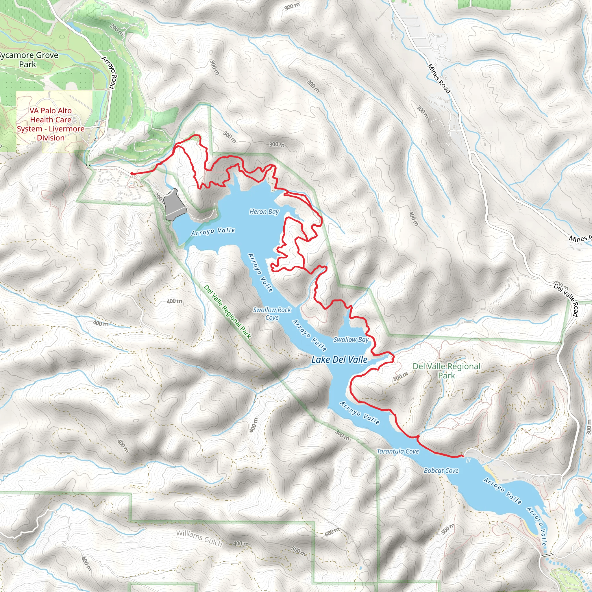 Lake Del Valle - East Shore Trail mobile static map