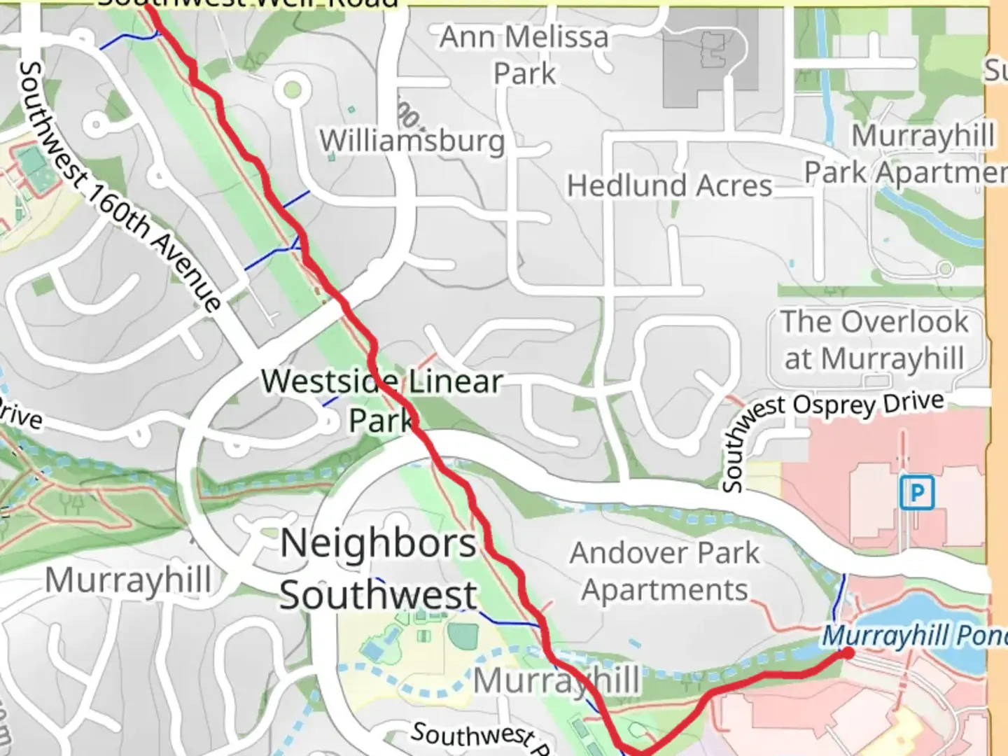 An image depicting the trail Murrayhill Powerline Park Trail and its surrounding area.