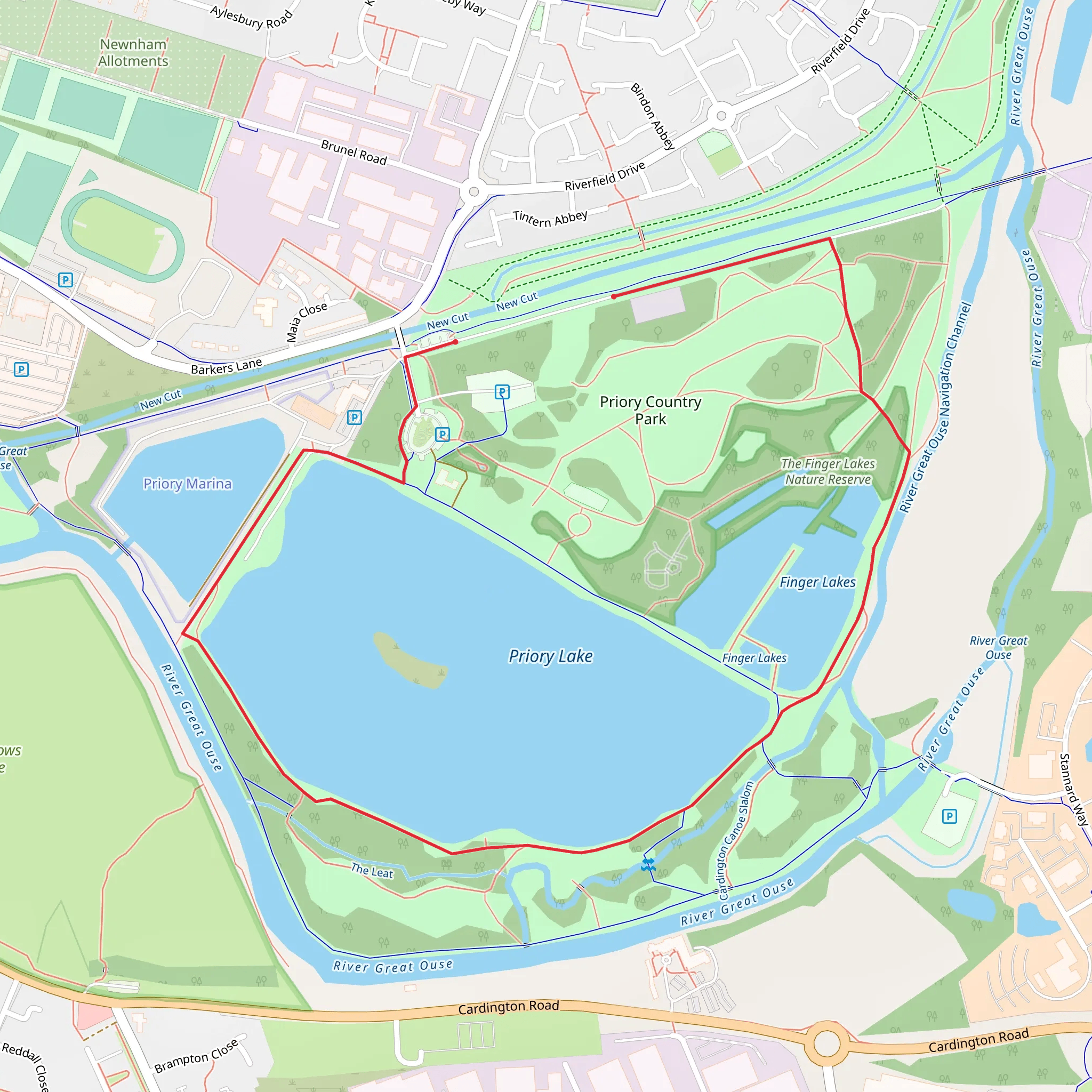 Priory Country Park and Lake Loop mobile static map