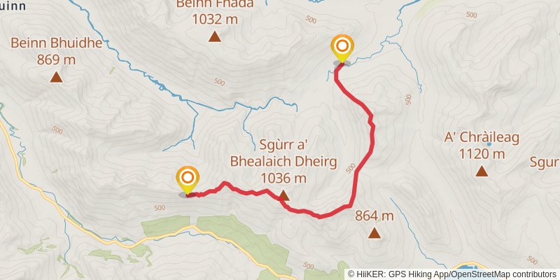 Beinn Fhada, The Brothers and Five Sisters Loop stage 2 Map