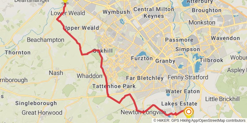 Milton Keynes Boundary Walk stage 5 Map