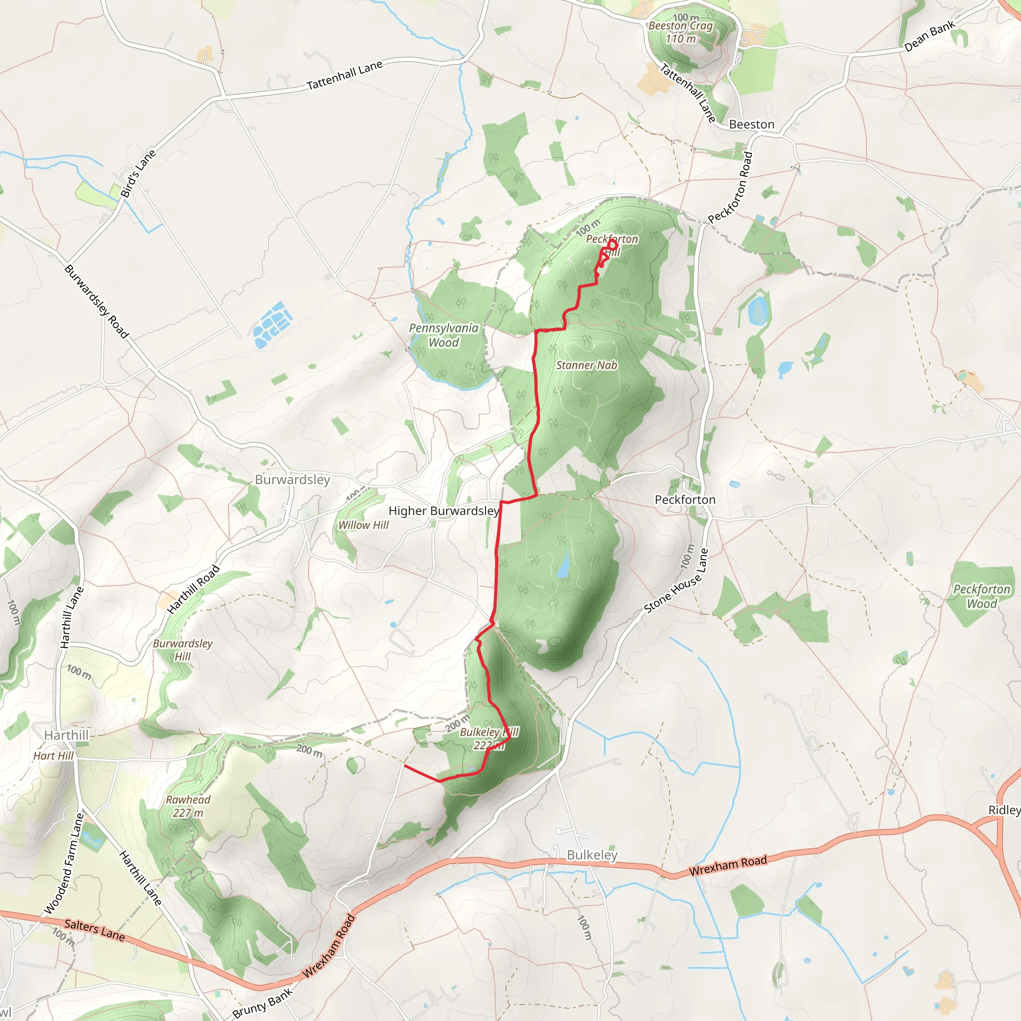Peckforton Castle and Peckforton Hills Walk mobile static map