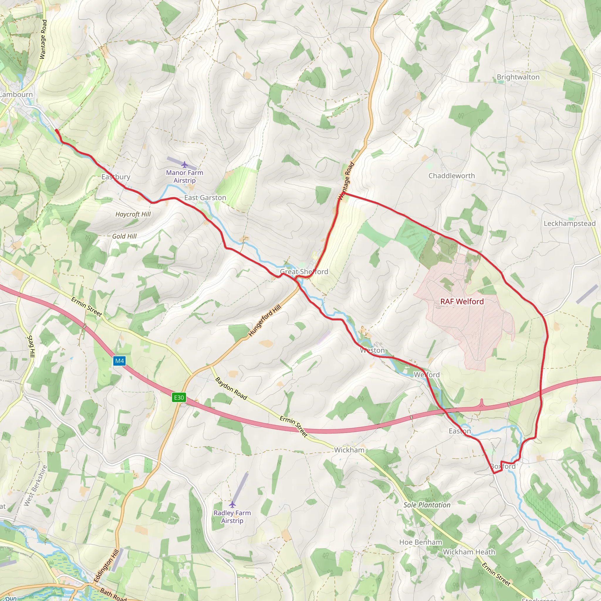 Eastbury, Great Shefford and Boxford Loop mobile static map
