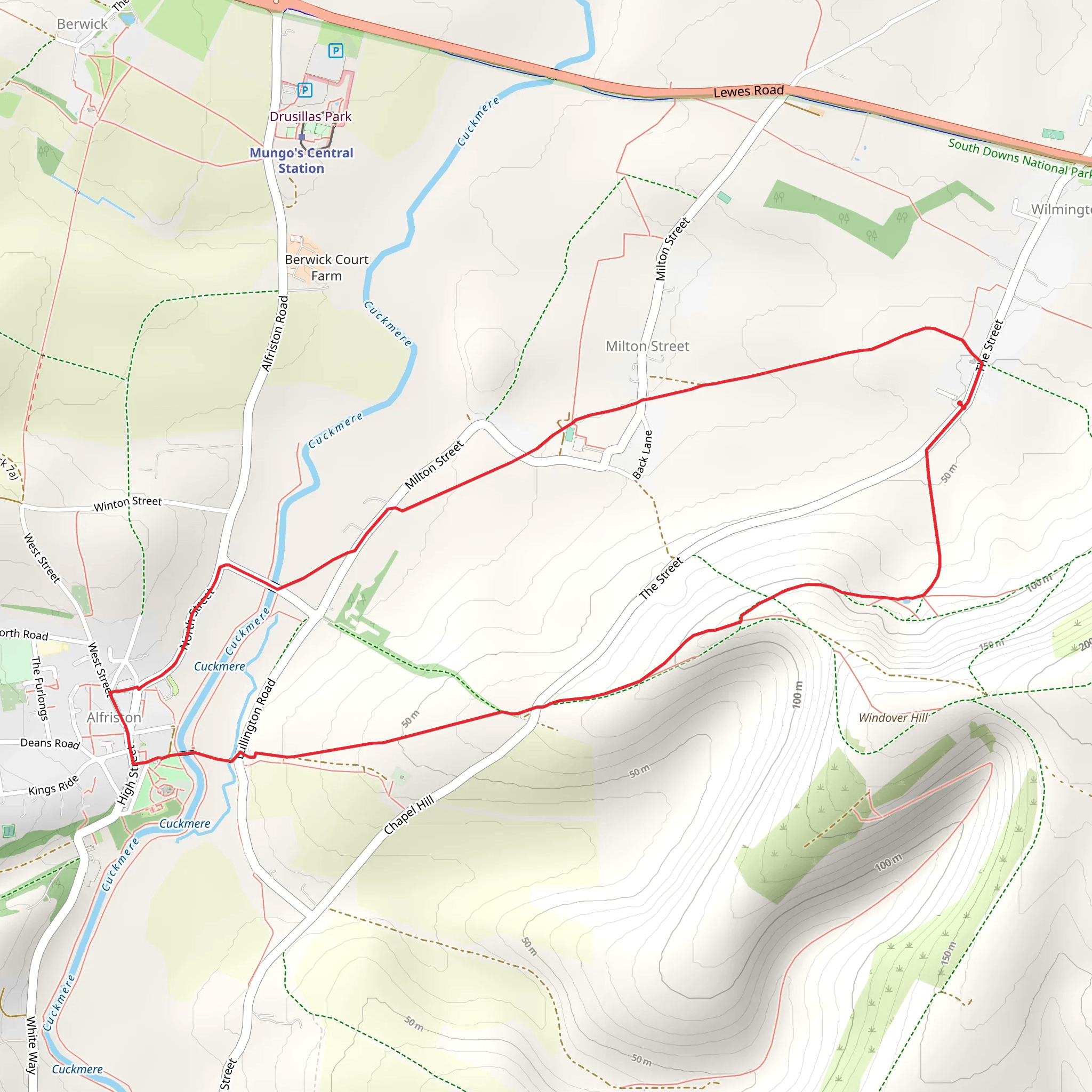 Milton Street to Alfriston Loop mobile static map
