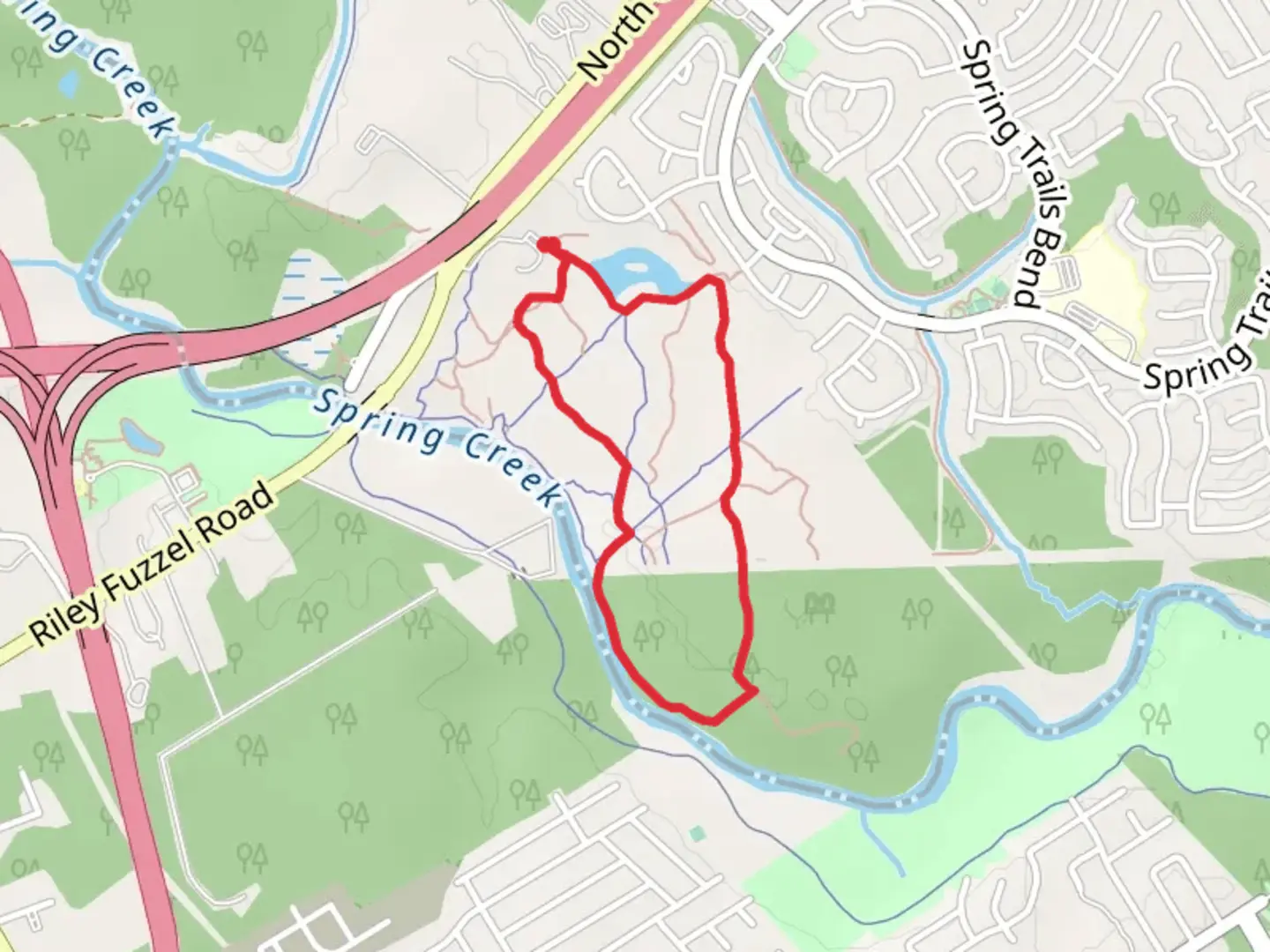 An image depicting the trail Spring Creek Loop Trail - Long and its surrounding area.