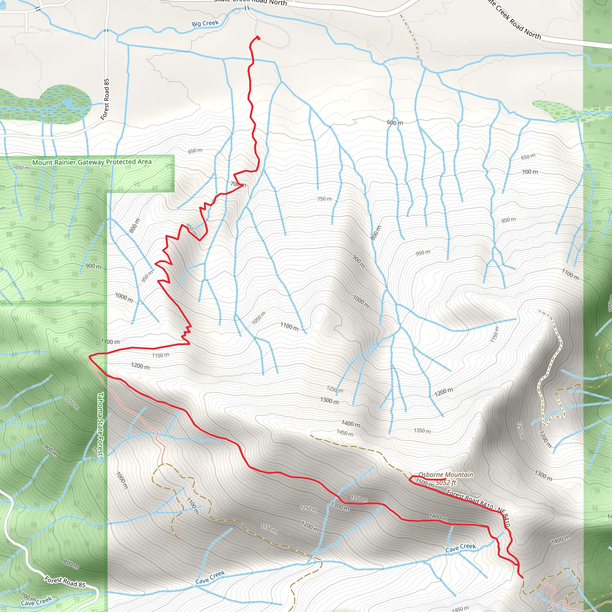 Osborne Mountain Out and Back mobile static map