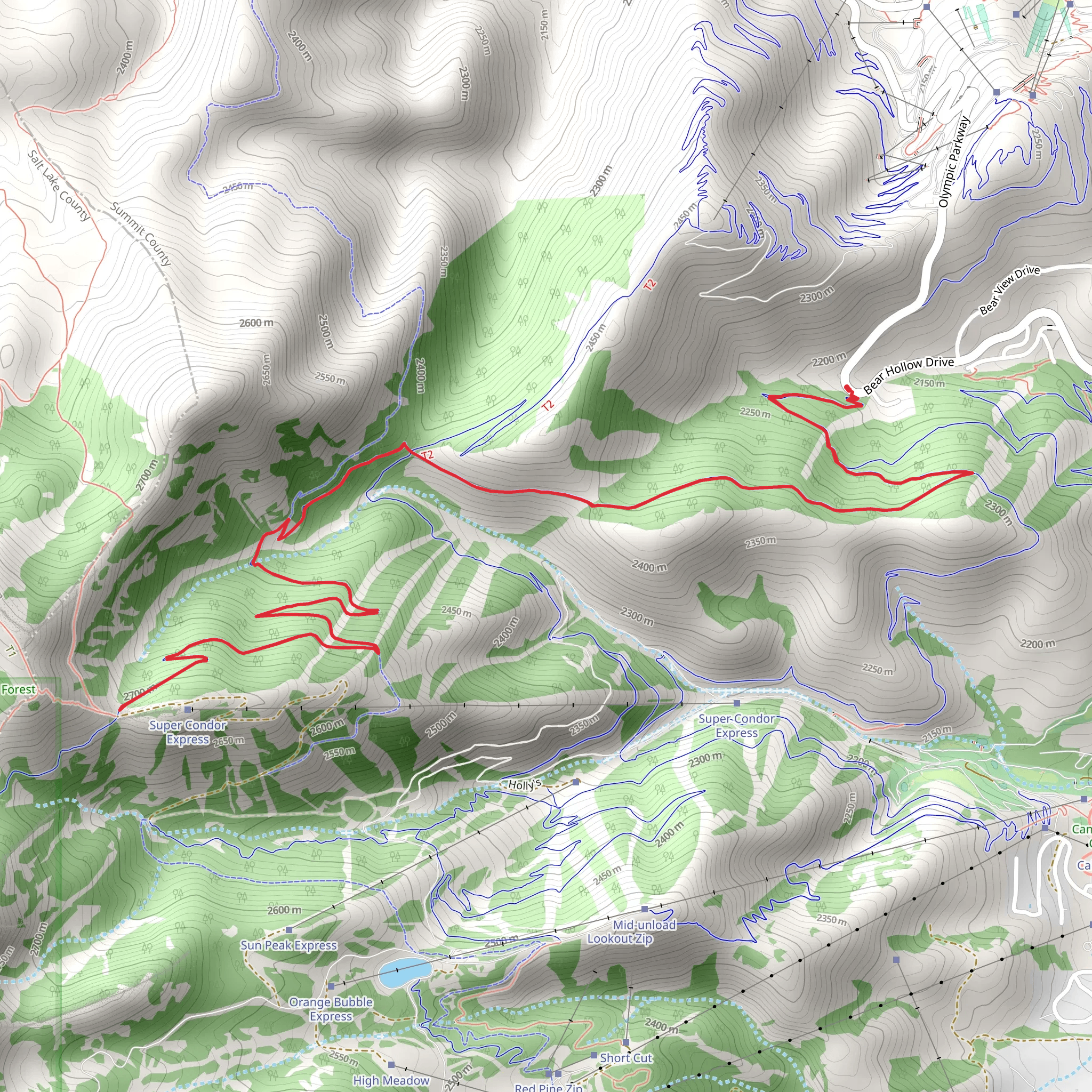 Rob's Trail and Mid Mountain Trail mobile static map