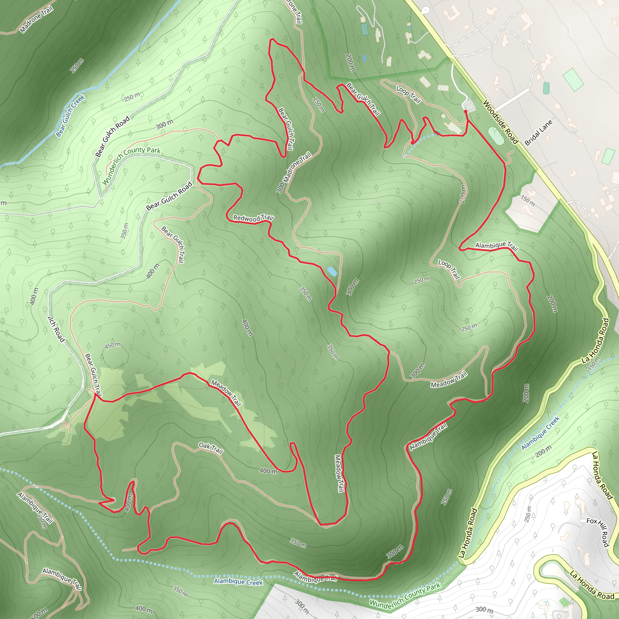 Alambique, Meadow and Bear Gulch Loop Trail mobile static map