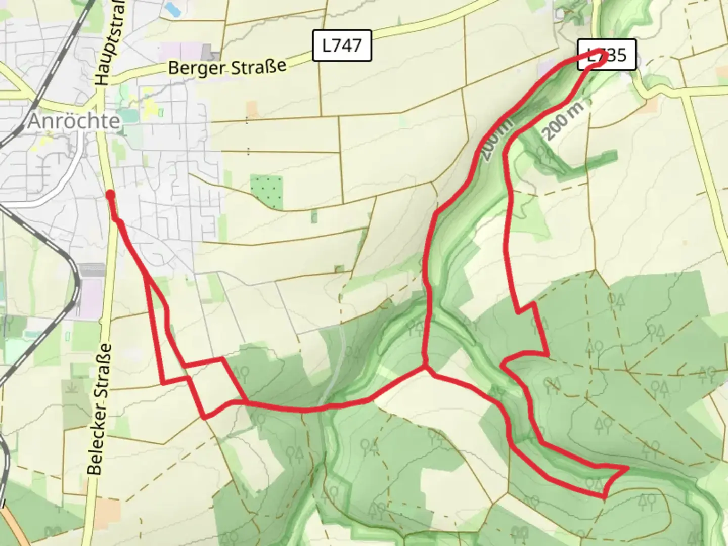 An image depicting the trail Pöppelsche in Kirschenberg and its surrounding area.
