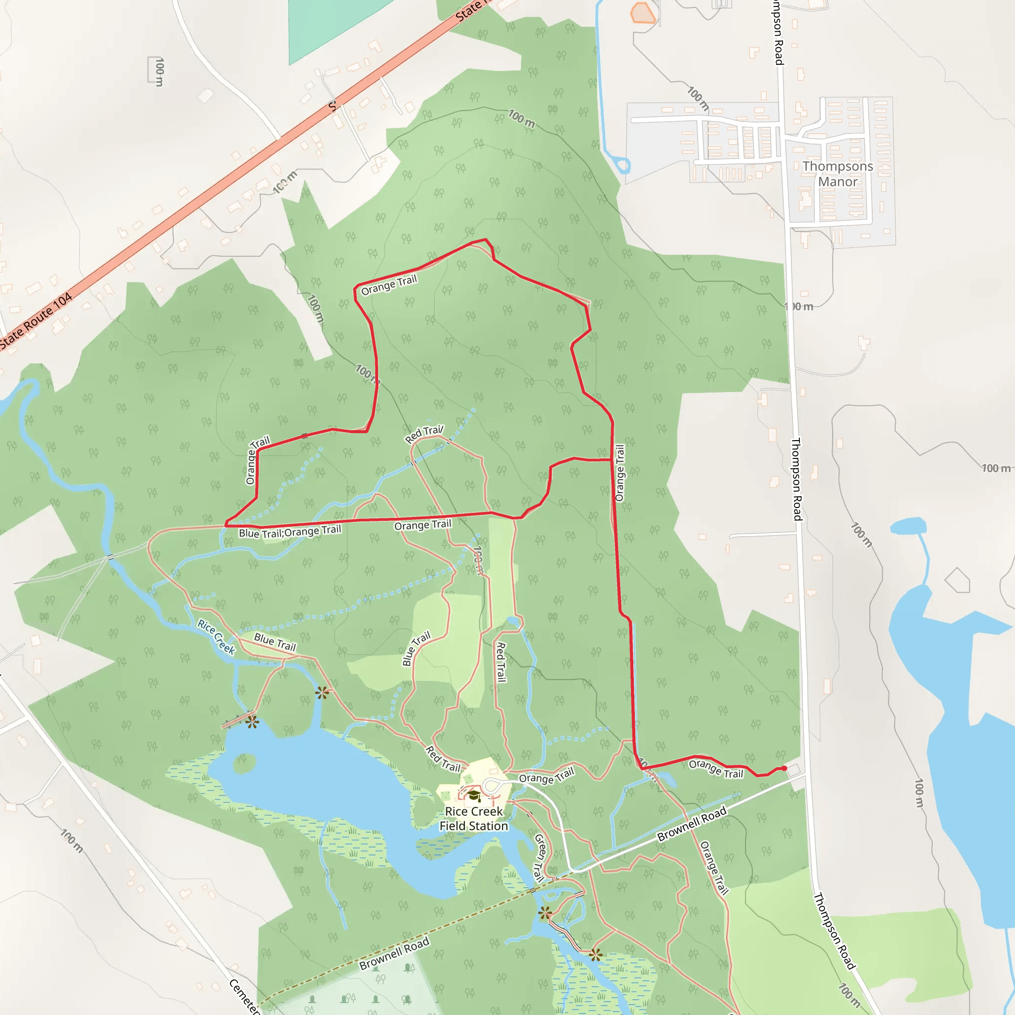 Blue and Orange Loop Trail from Thompson Road mobile static map