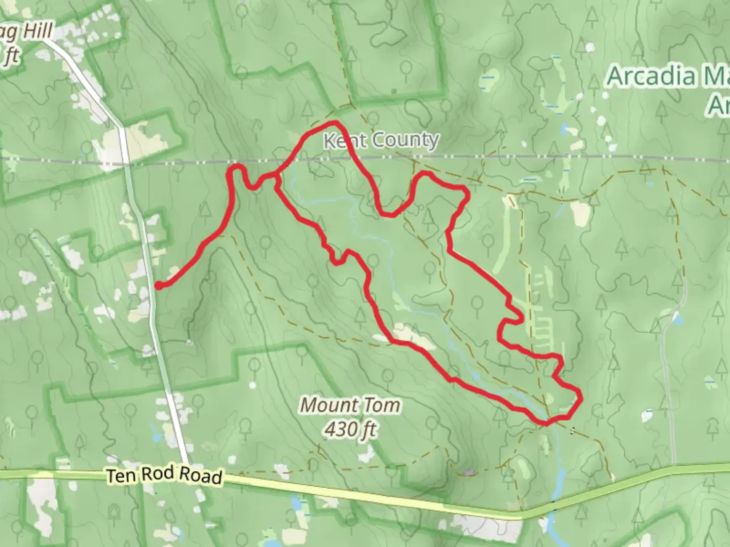 An image depicting the trail Plain Road and North South Loop Trail and its surrounding area.