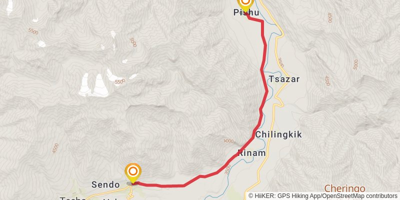 Lamayuru to Padum Trek stage 11 Map