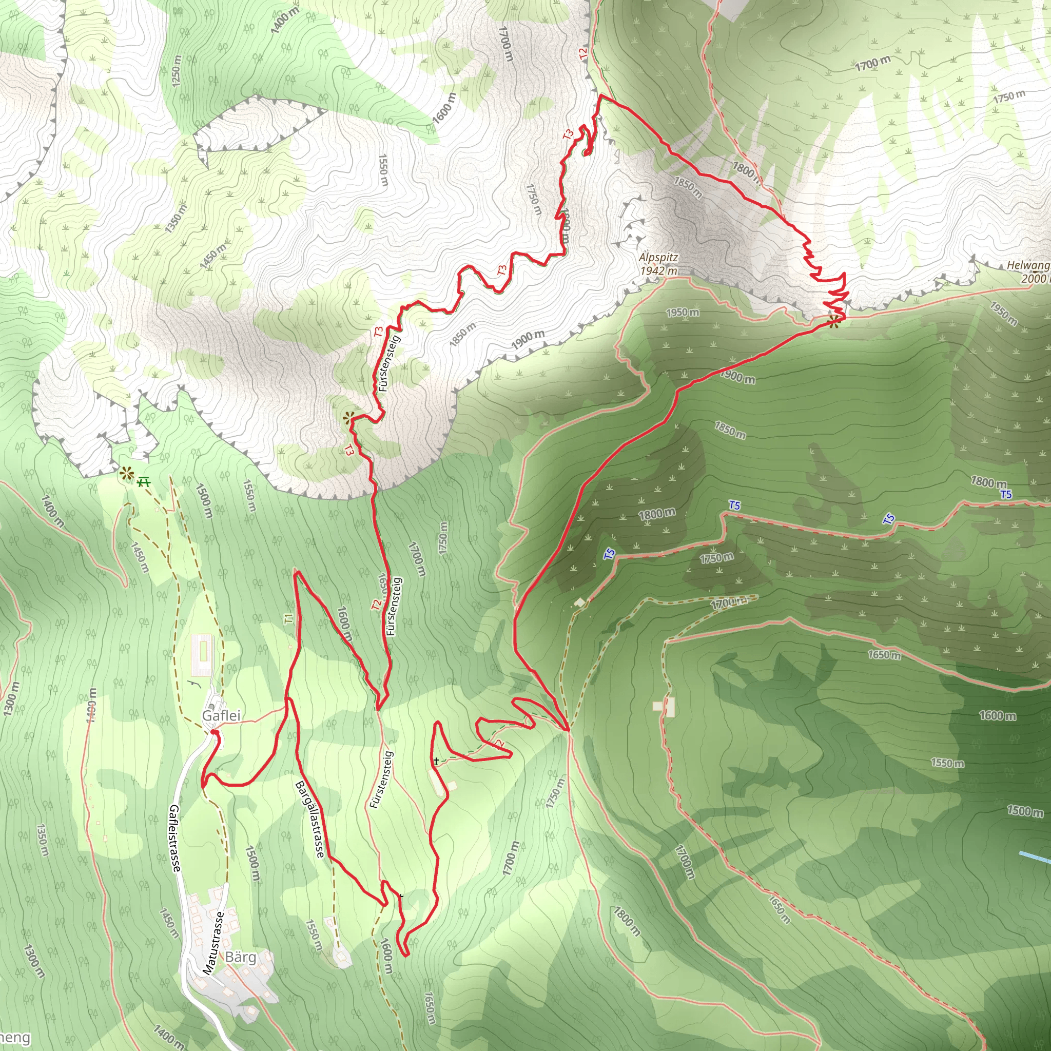 Gaflei - Fürstensteig Loop Trail mobile static map