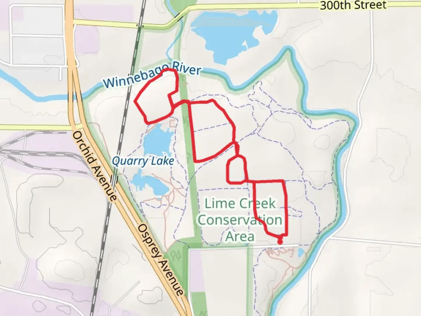 An image depicting the trail Red-Tailed Hawk and Wild Turkey Loop and its surrounding area.
