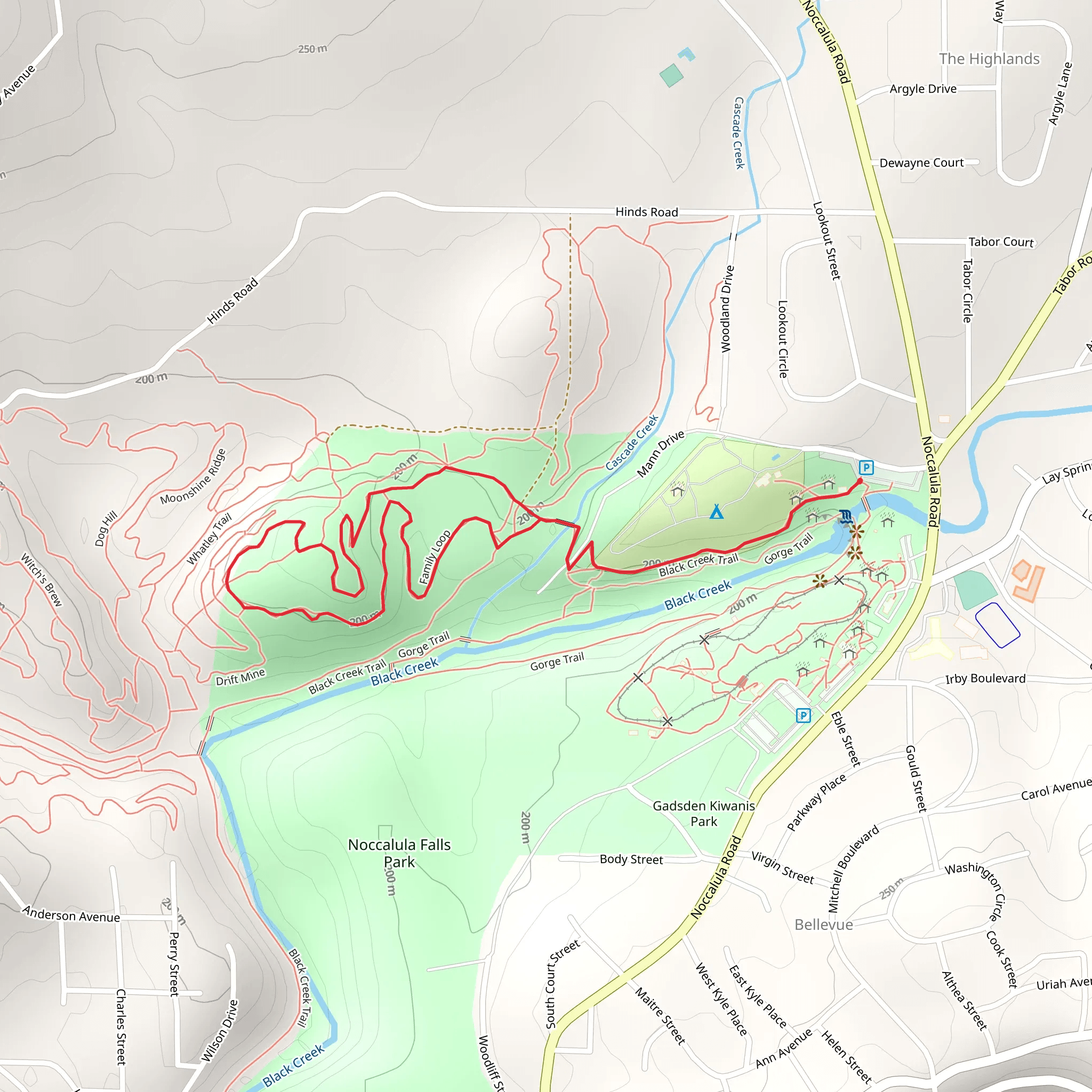 Black Creek and Jeep Hill Loop Trail mobile static map