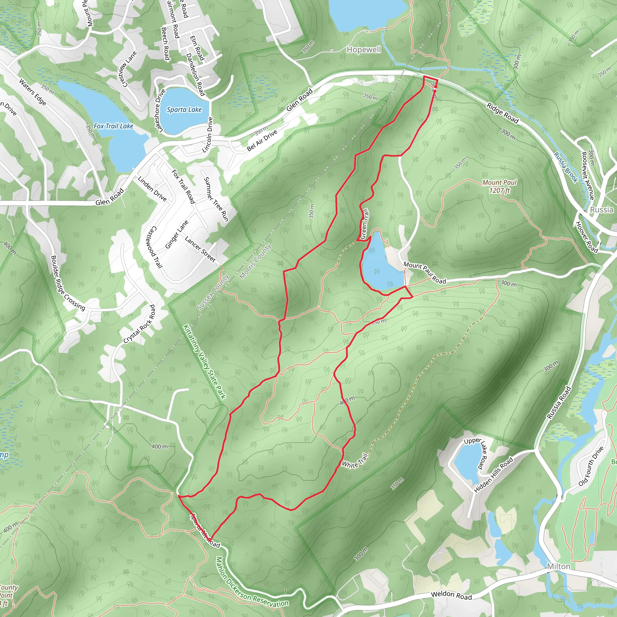Highlands Trail and Yellow Trail mobile static map