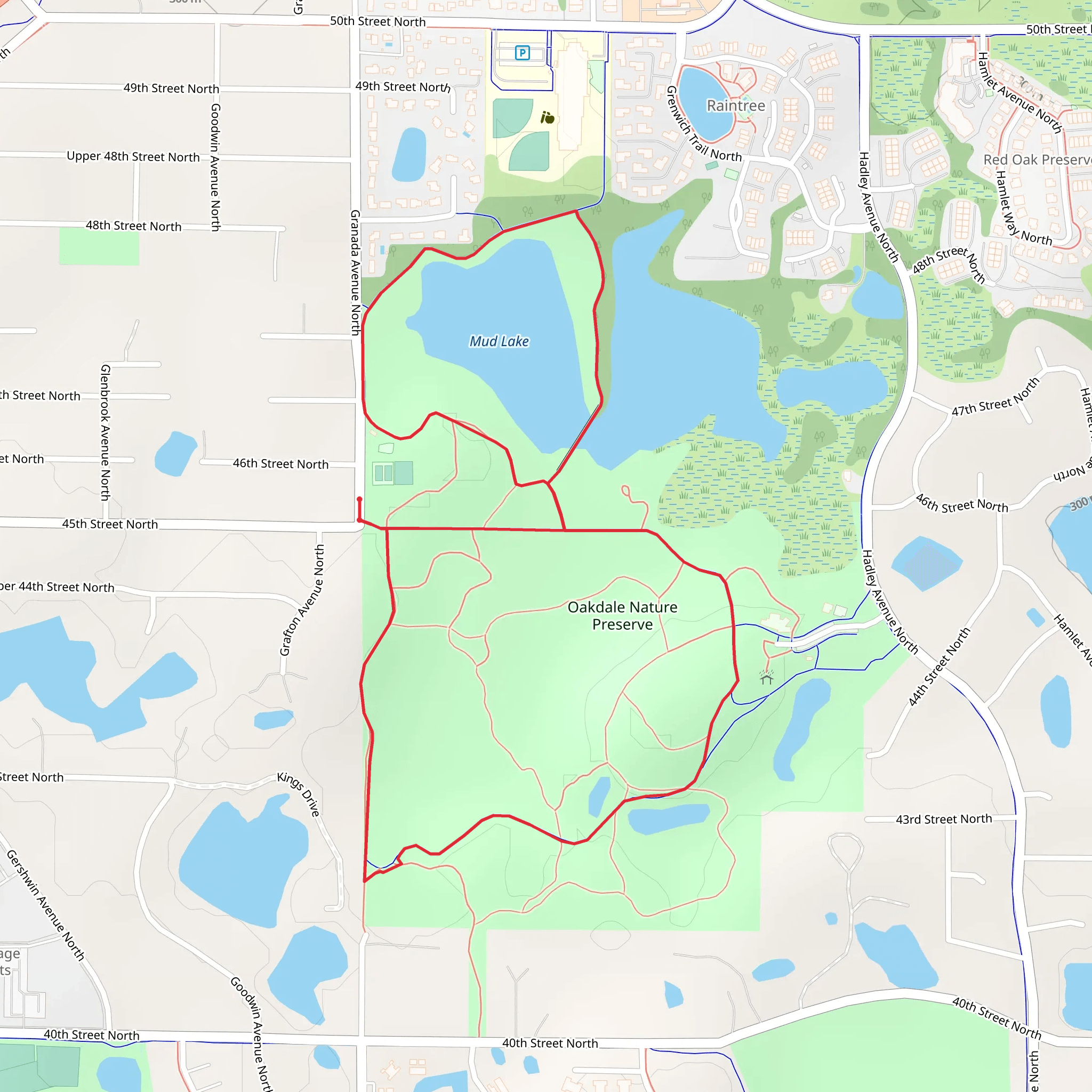 Oakdale Nature Preserve and Mud Lake Loop mobile static map