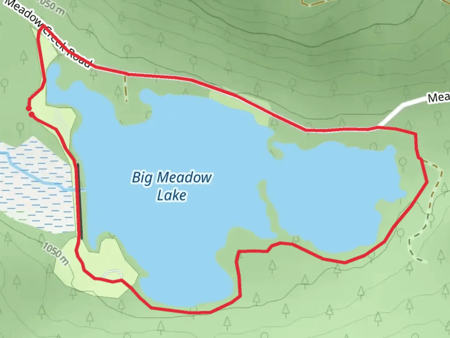 An image depicting the trail Big Meadow Lake Loop and its surrounding area.
