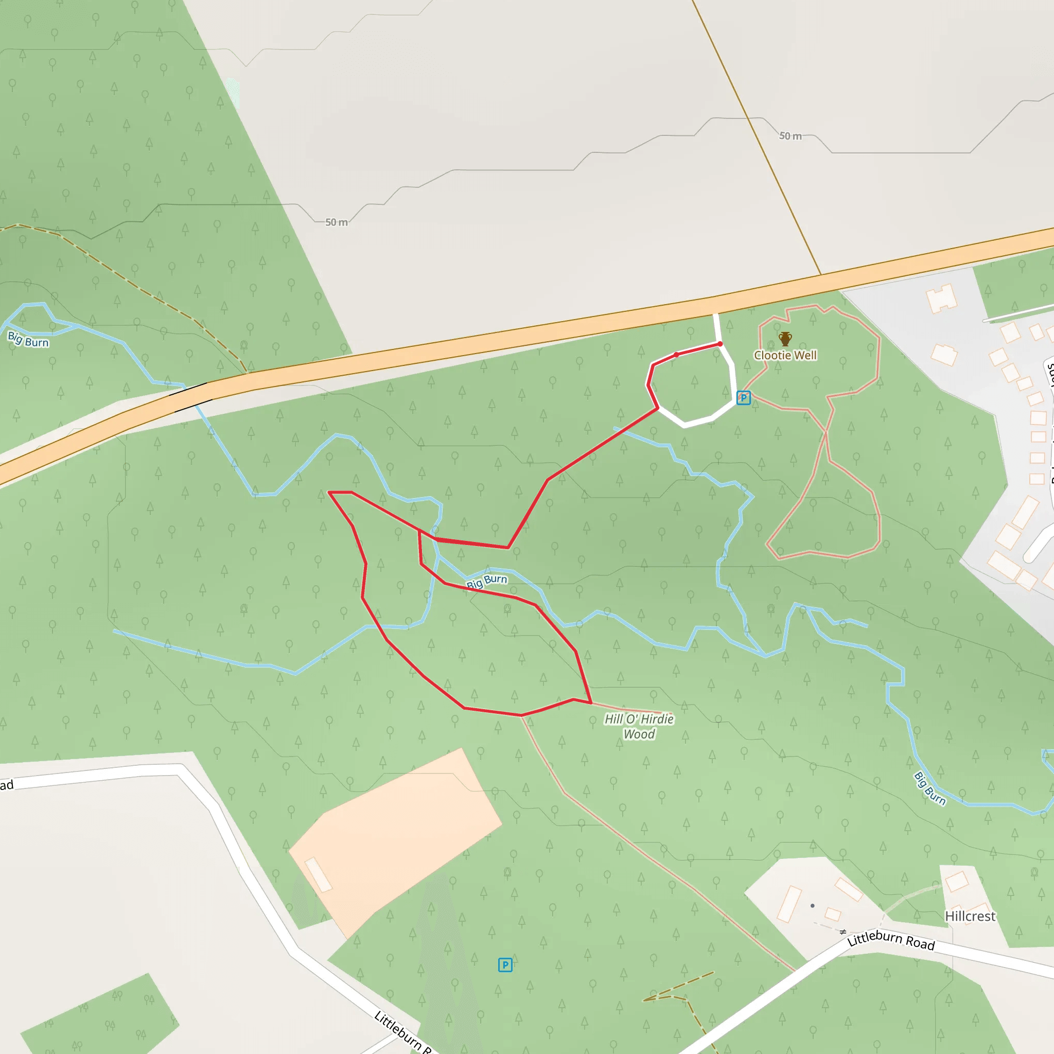 Woodland Loop via Big Burn mobile static map