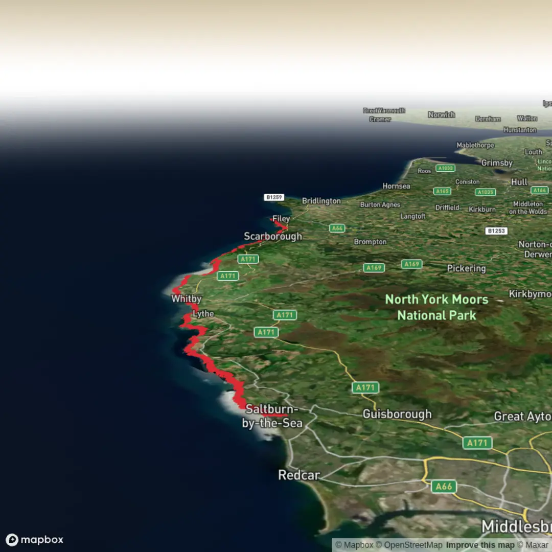 An image depicting the trail Coastal Cleveland Way and its surrounding area.