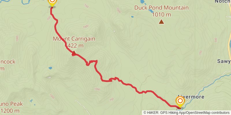 Signal Ridge Trail, Desolation Trail, and Carrigain Notch Loop Trail stage 2 Map