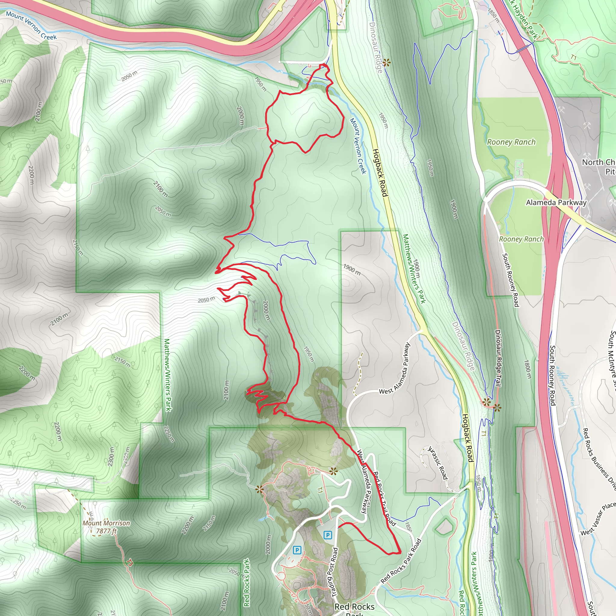 Morrison Slide Trail, Red Rocks Trail and Village Ride Loop mobile static map