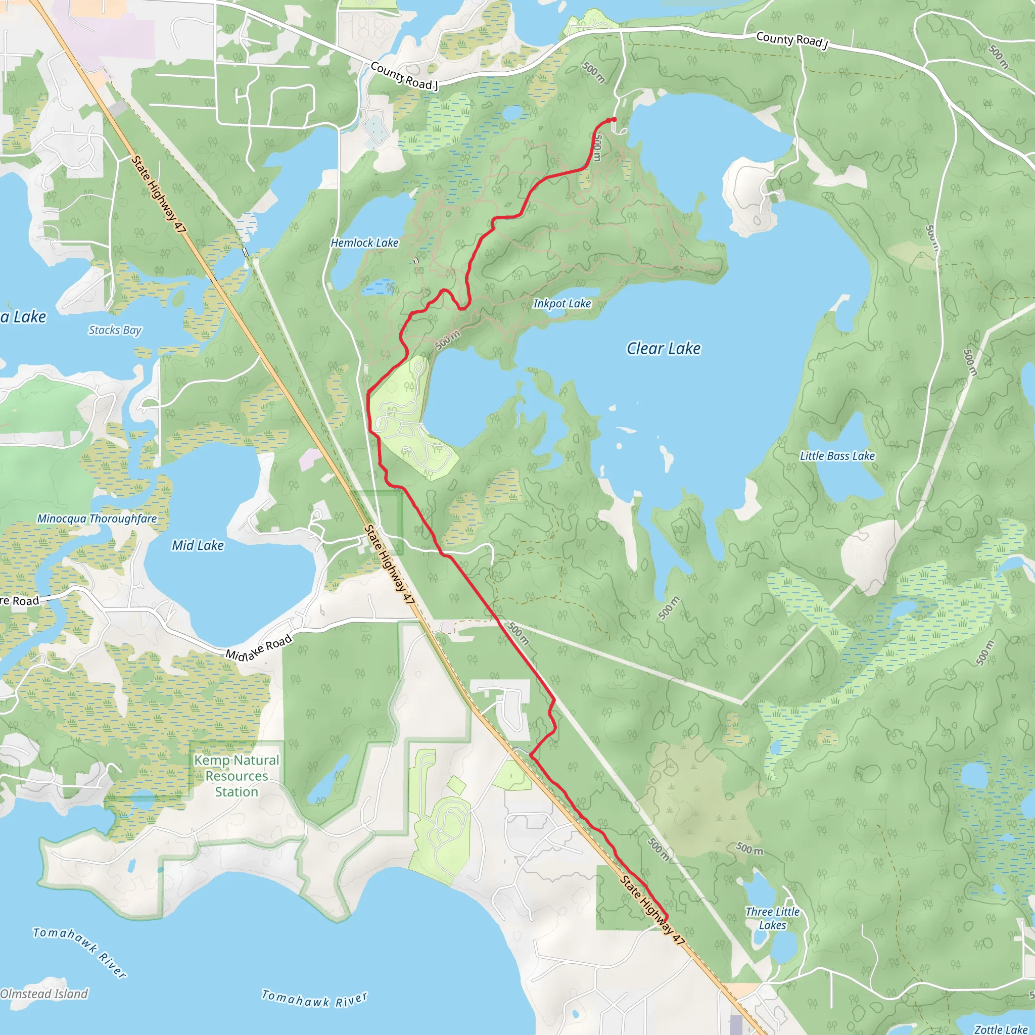 Walk beside Clear Lake from Camp Road mobile static map