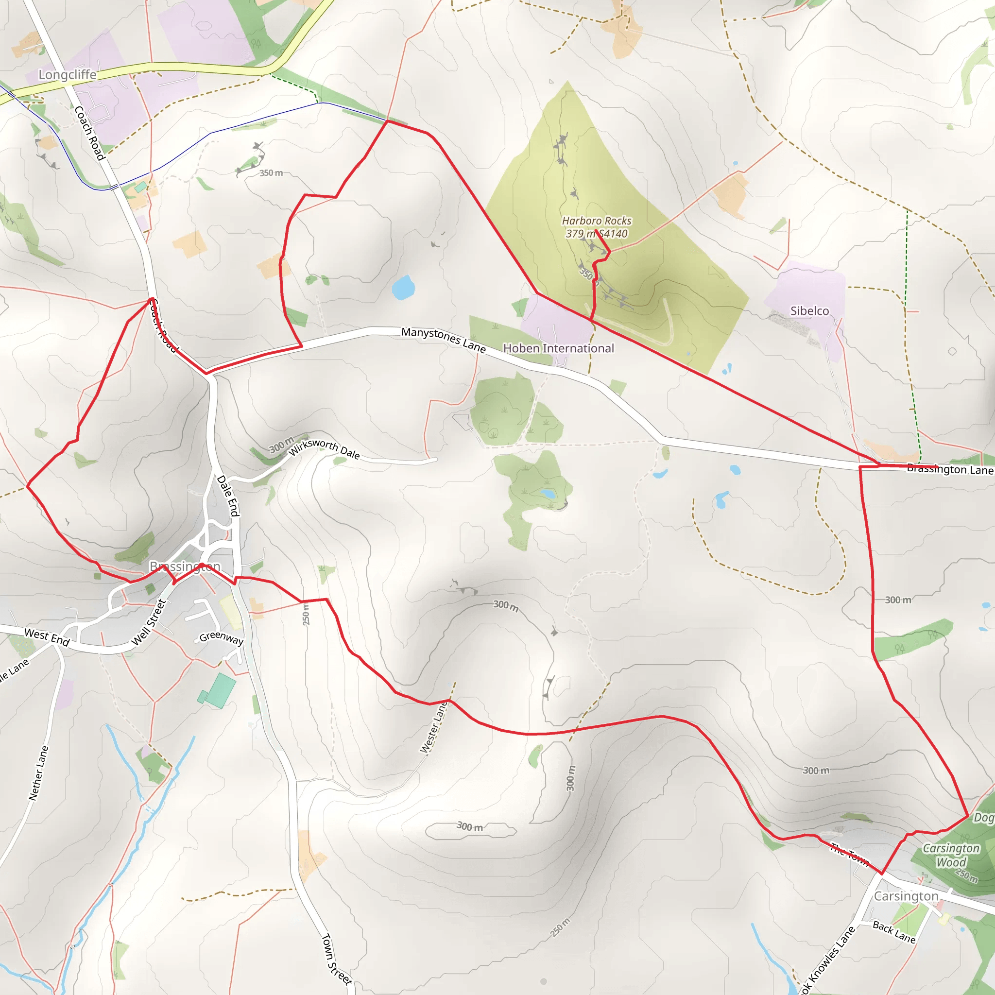 Brassington - Carsington and Harboro Rocks mobile static map
