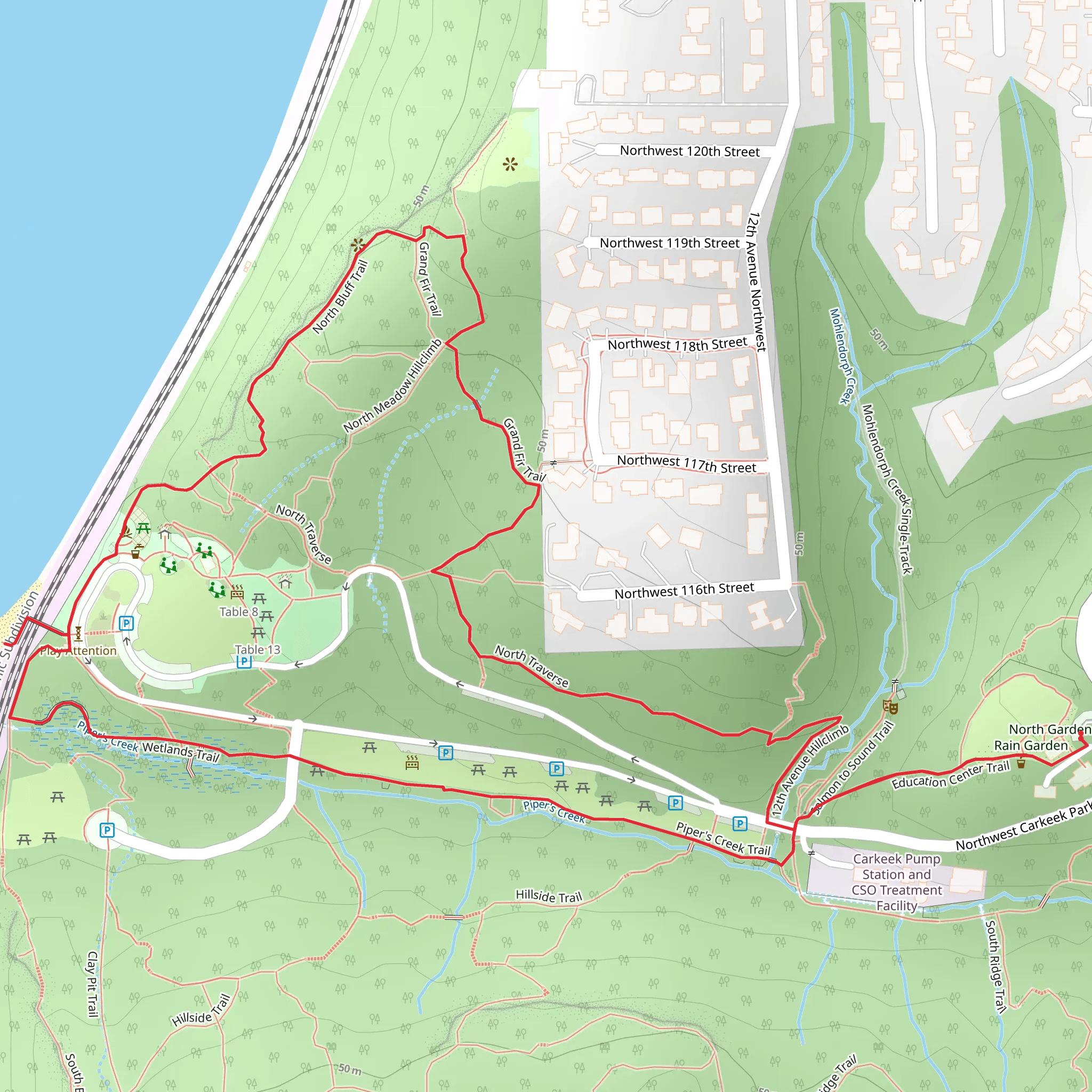 Pipers Creek Trail and North Bluff Trail mobile static map