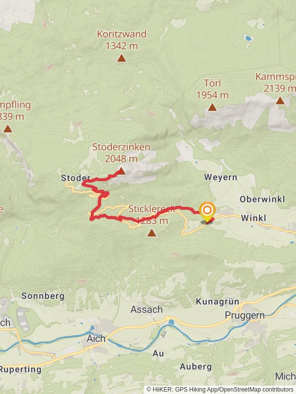 Gröbming to Stoderzinken mobile static map