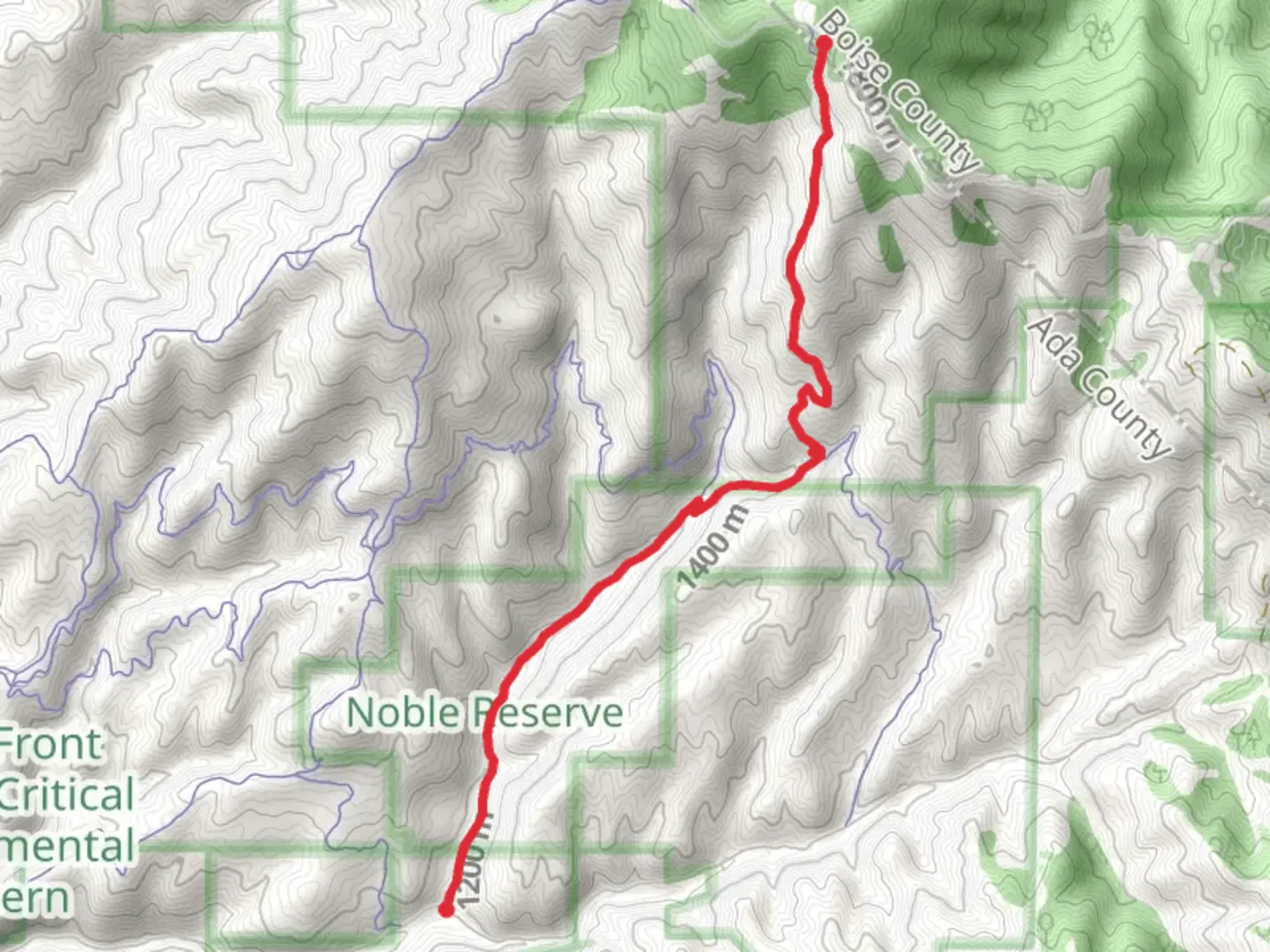 An image depicting the trail Five Mile Gulch and its surrounding area.