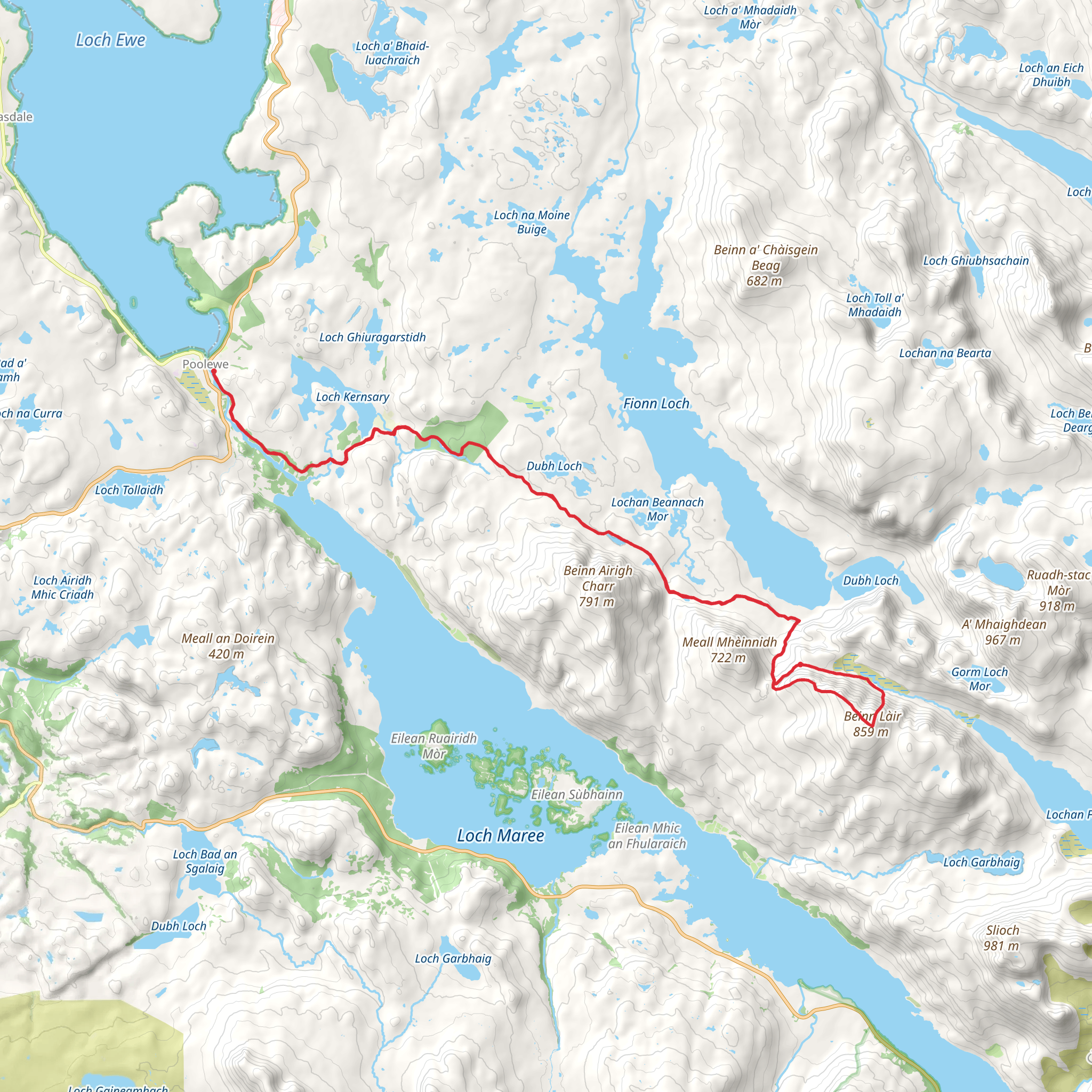 Beinn Lair and Marathon Ridge Loop from Poolewe mobile static map