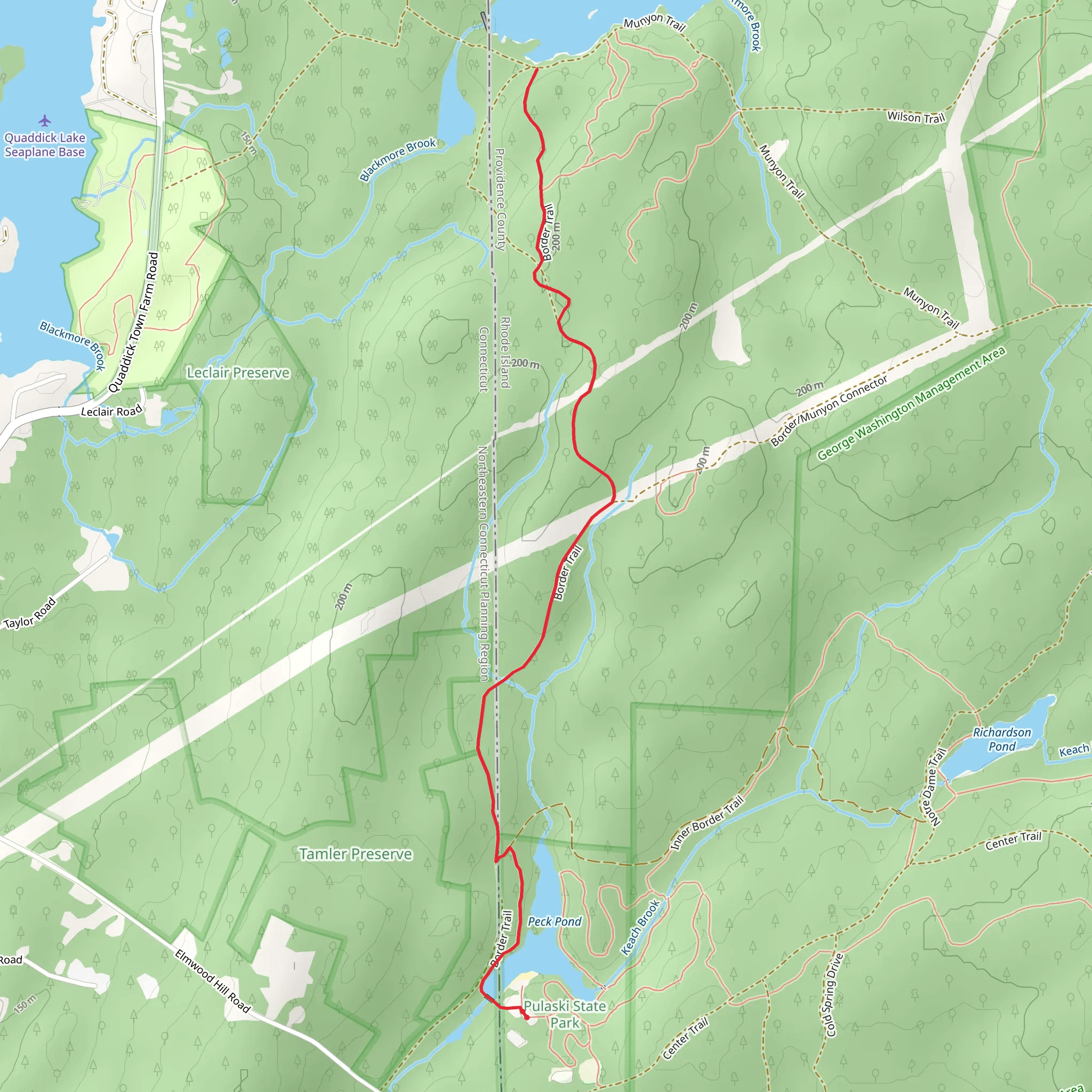 Peck Pond to Wakefield Pond mobile static map