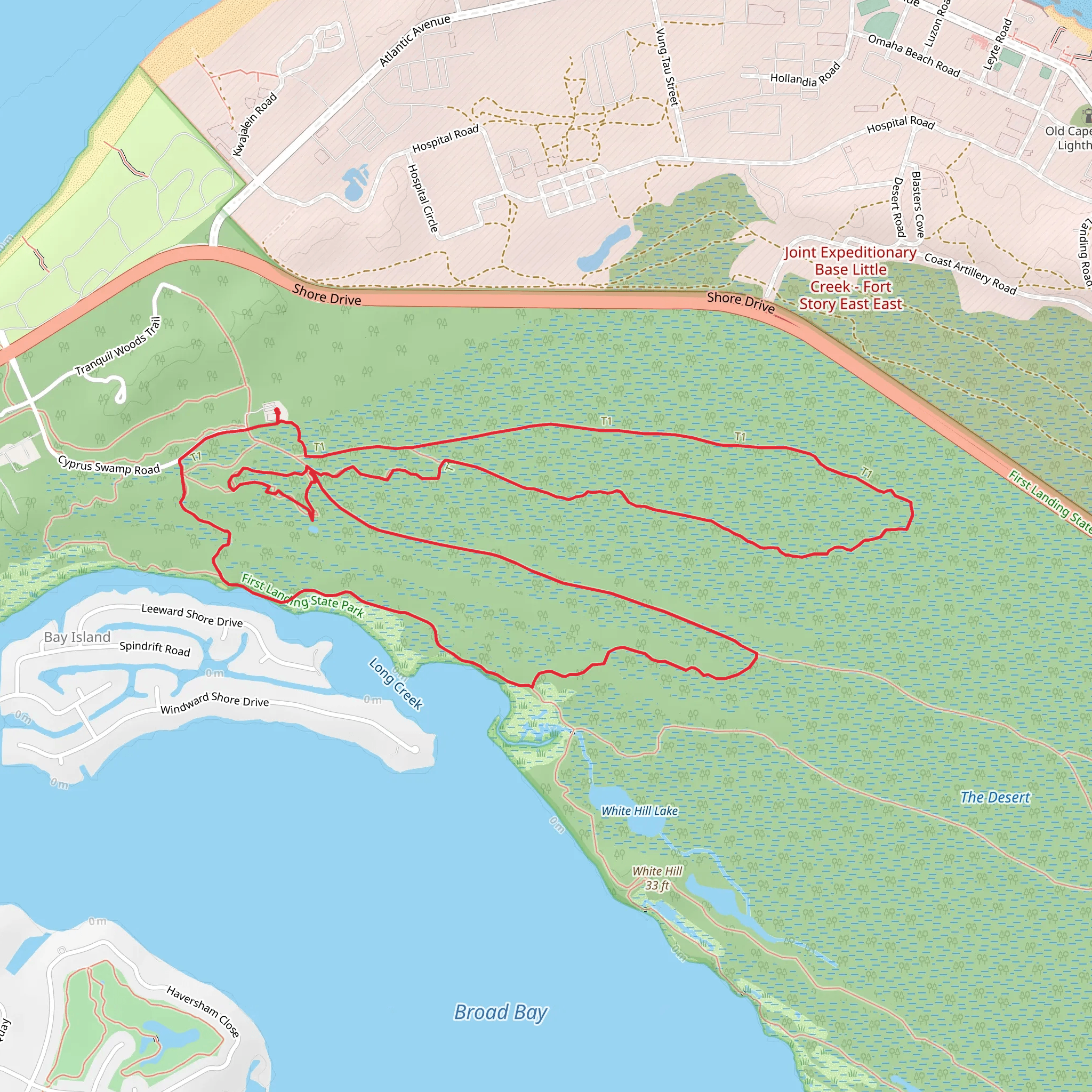 Osmanthus Trail,Osmanthus Trail and Cape Henry Trail Loop mobile static map