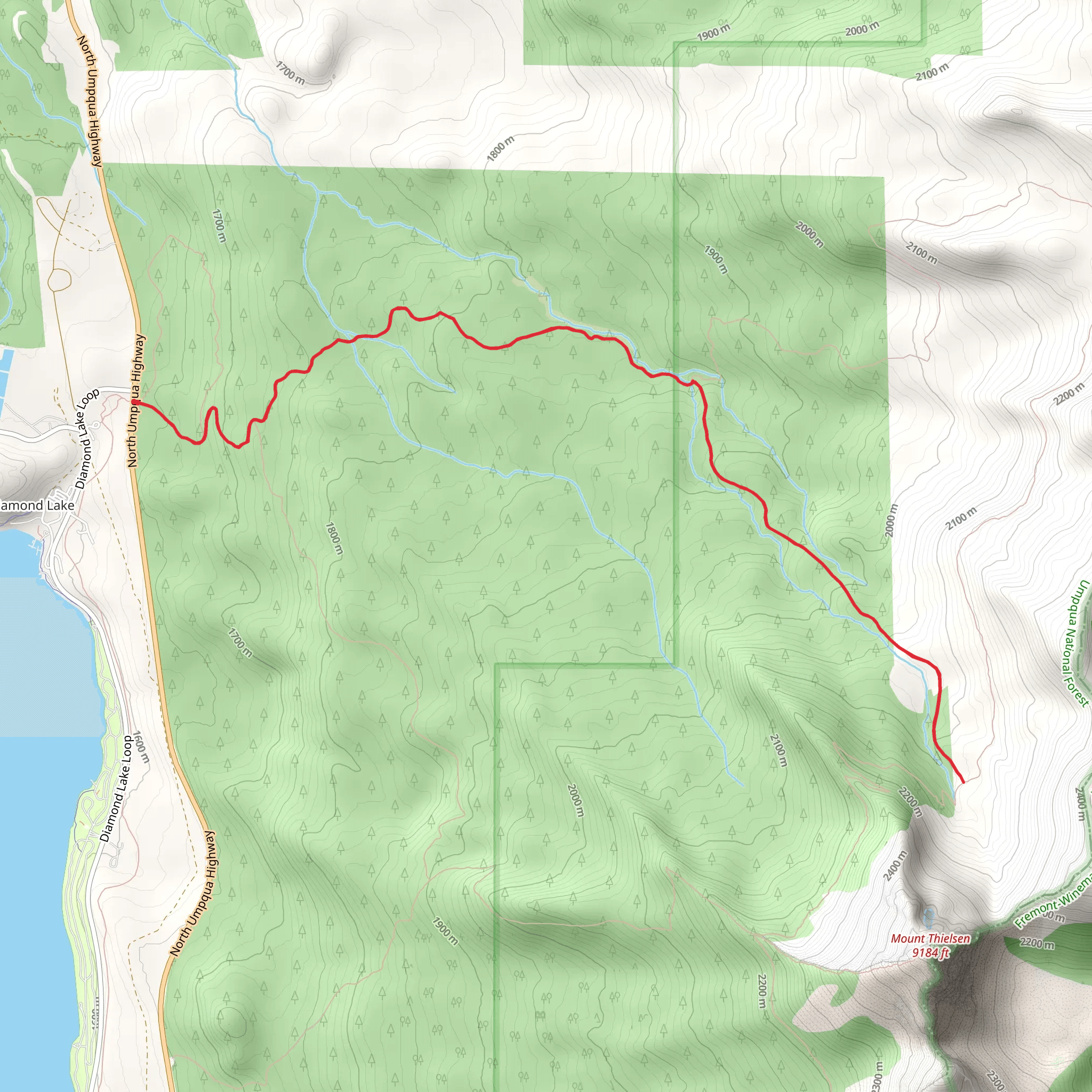 Thielsen Creek via Howlock Mountain Trail mobile static map