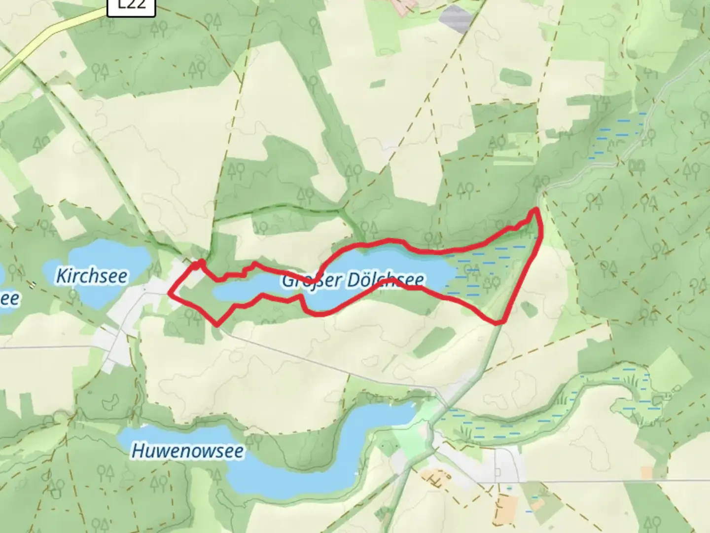 An image depicting the trail Kleiner Dölchsee and Großer Dölchsee Loop and its surrounding area.